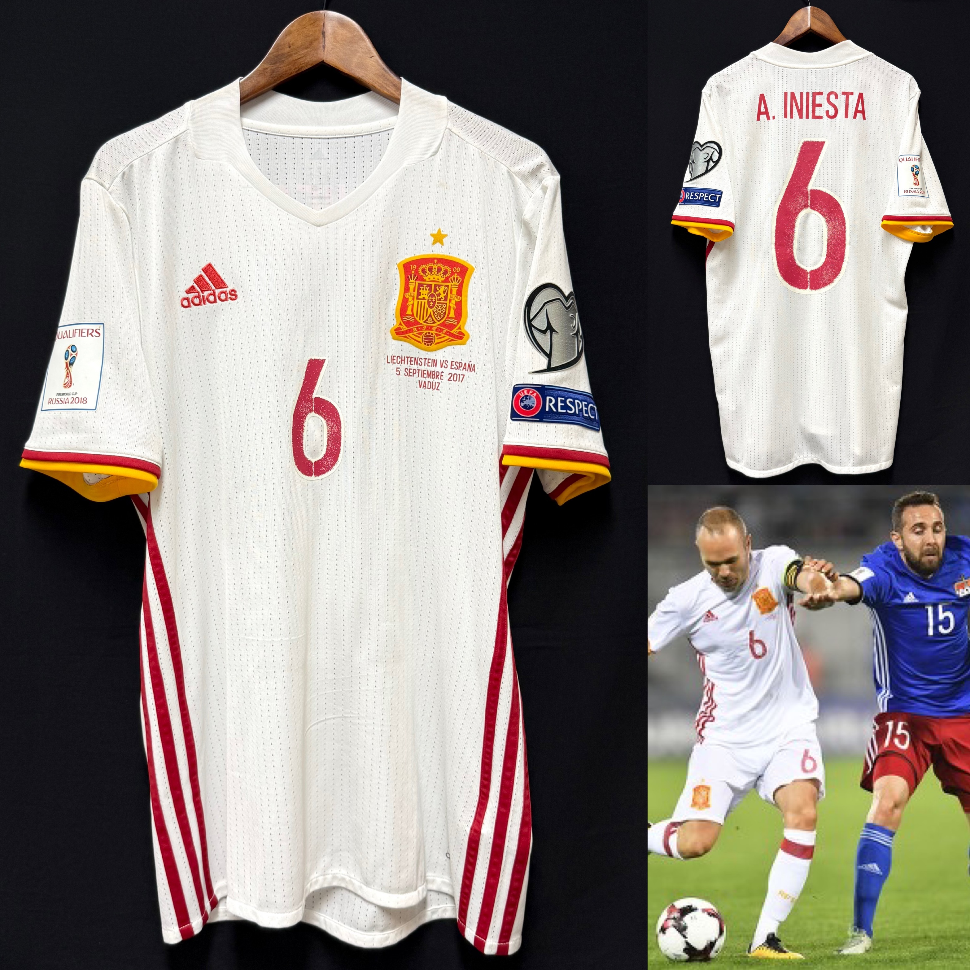 (Player Issue) Spain 2016-2017 Adidas Away Player Issue Shirt #6 A INIESTA