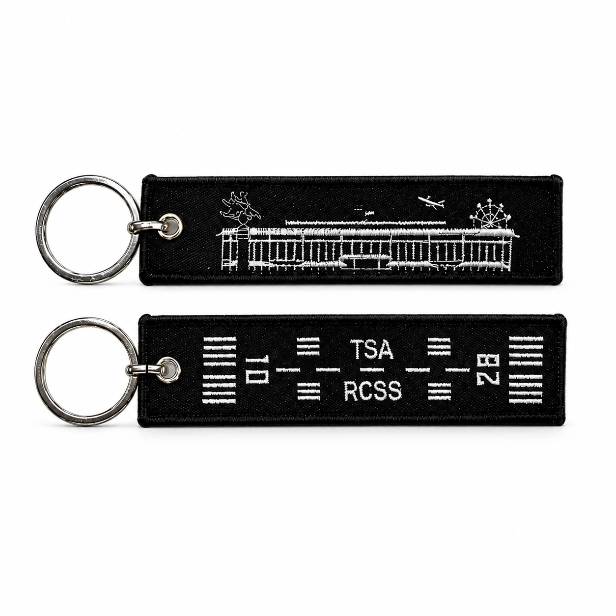 AIRSHOP 松山機場銀色航站刺繡飄帶鑰匙圈 刺繡款