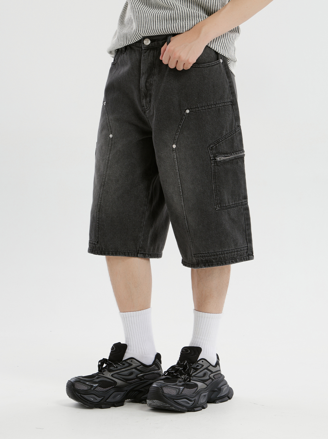 【期間限定】解構式多口袋工裝牛仔短褲