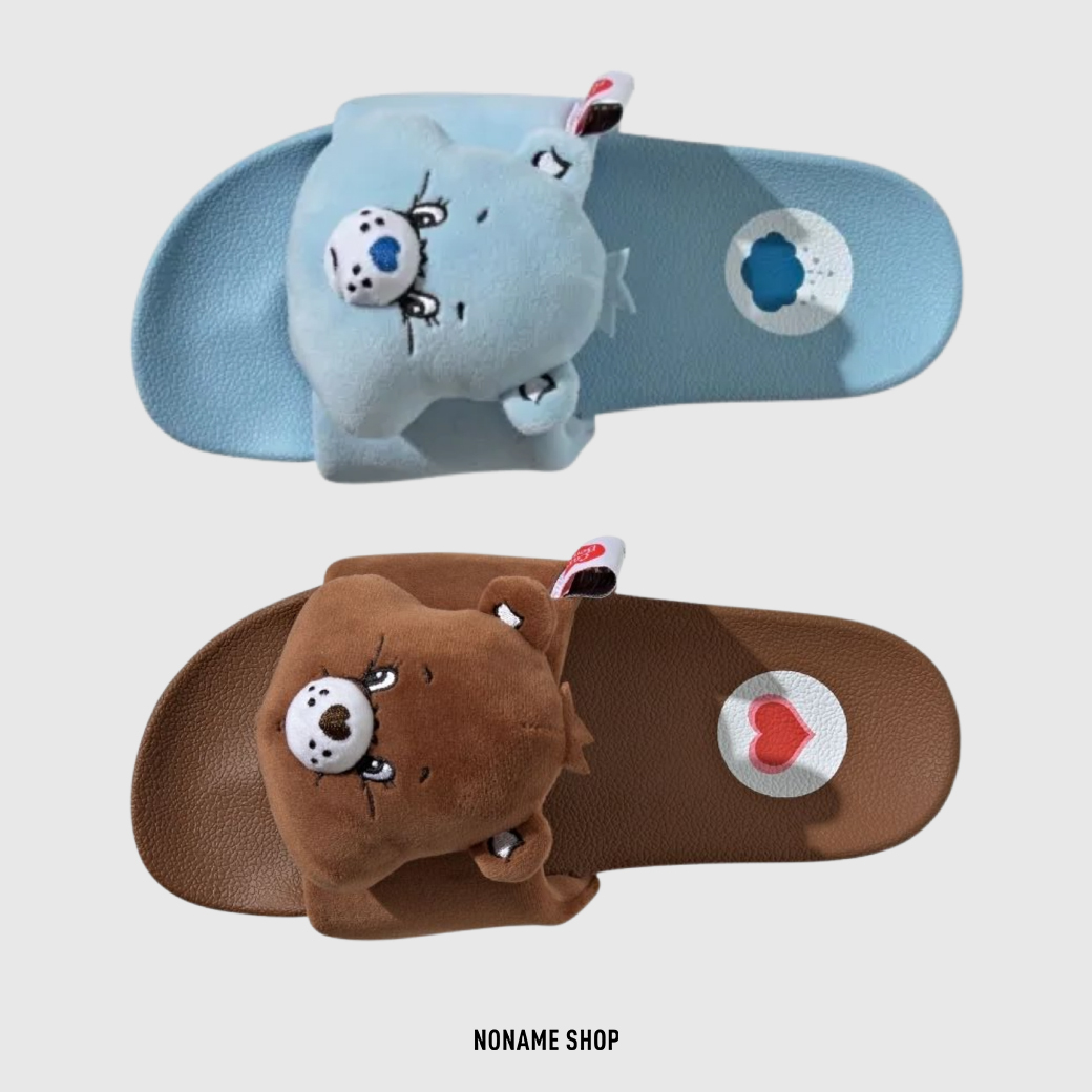 ADIDAS X CARE BEARS ADILETTE 彩虹熊 娃娃 絨毛 聯名 拖鞋 兩色 (女款)
