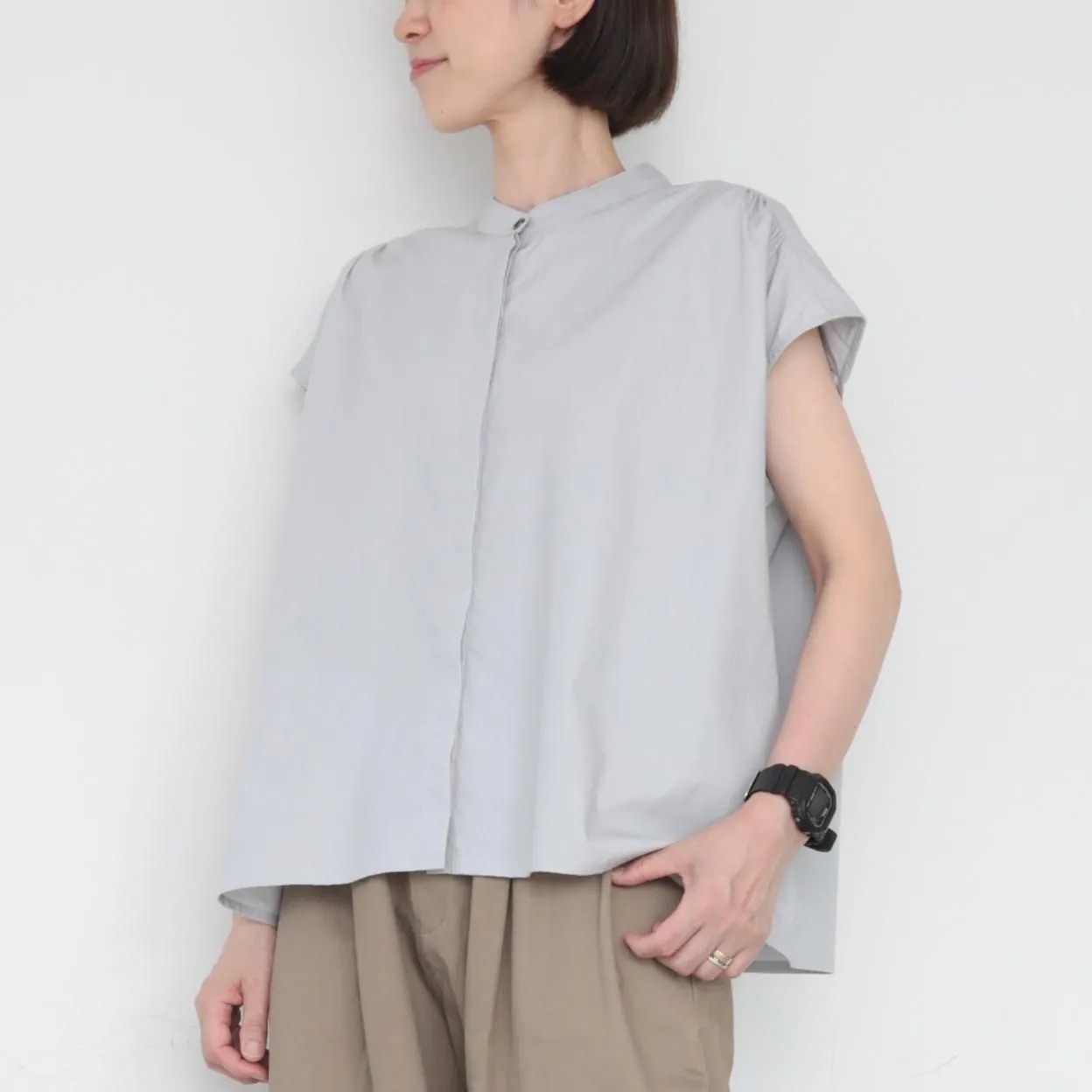 OMAKE.jp 落肩氣球上衣BalloonBlouse 淡灰