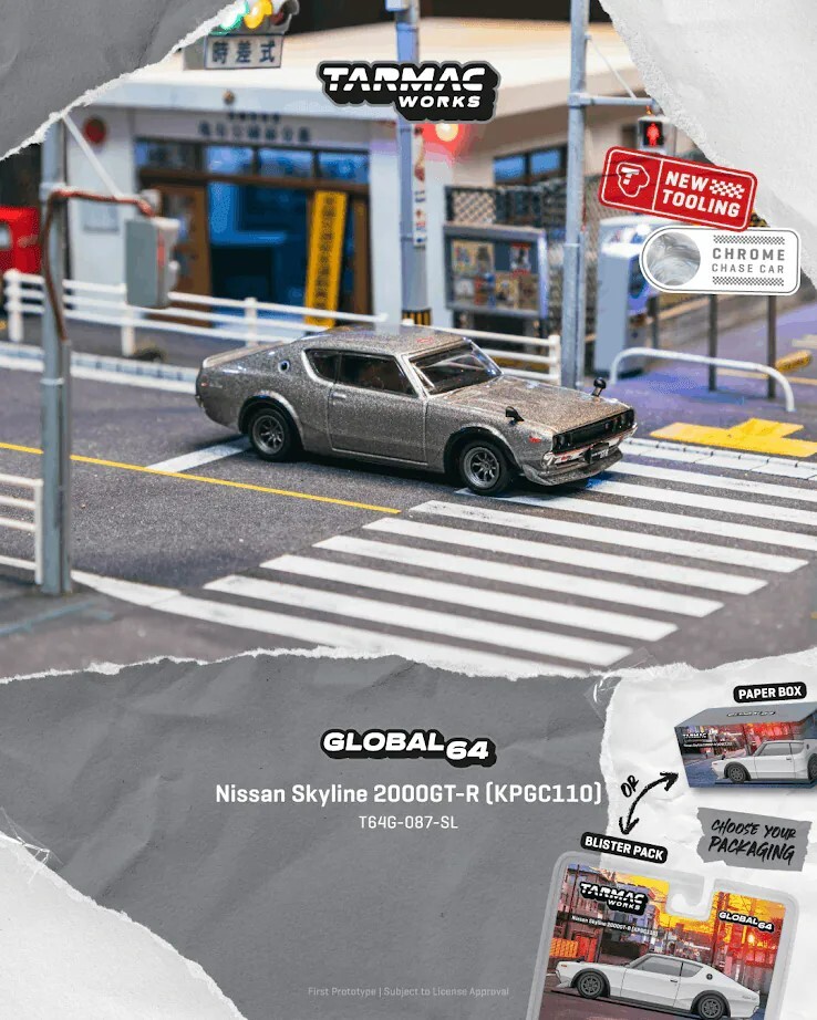 [預訂] Tarmac Works 1/64 日產Nissan Skyline 2000GT-R (KPGC110) 銀色