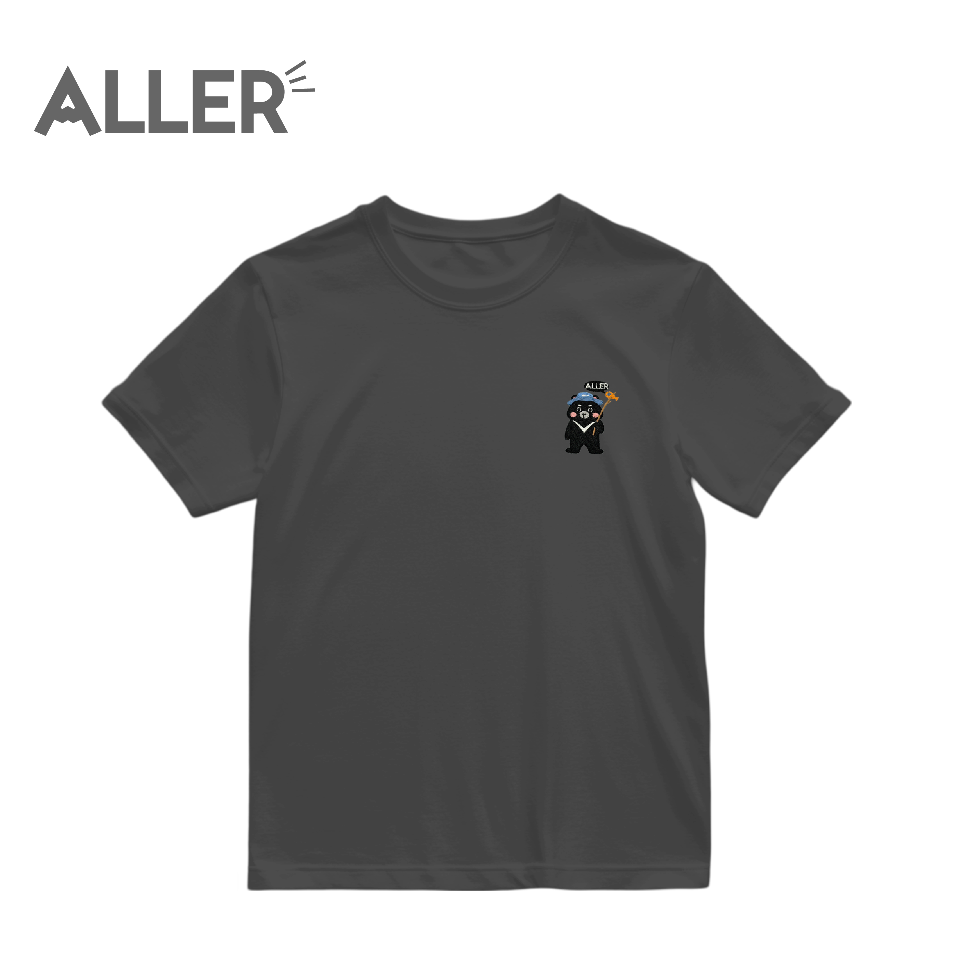ALLER 絲柔棉珍稀動物系列刺繡短袖T 中性款 (黑熊) 10AL6602T