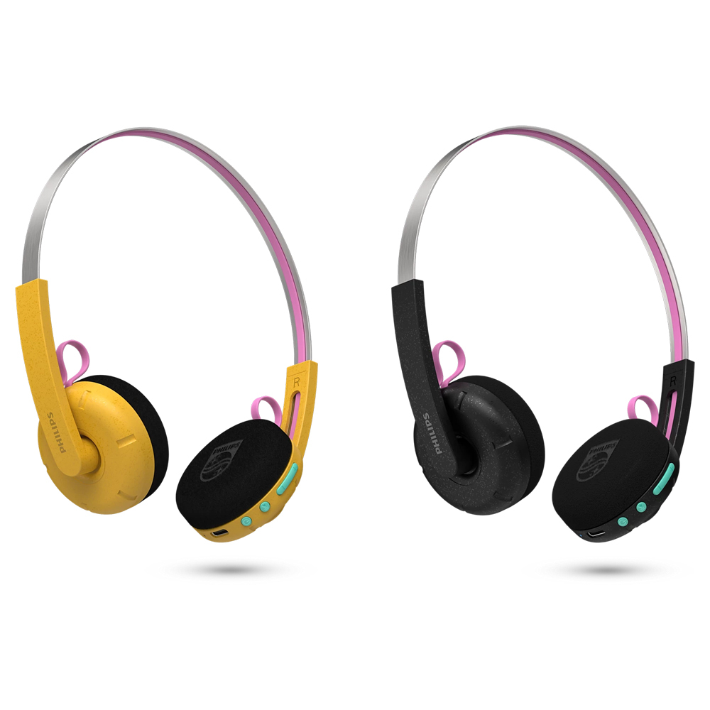 PHILIPS TAMS1 The Ringo Duo 黃色與黑色貼耳式藍牙耳機正面產品圖