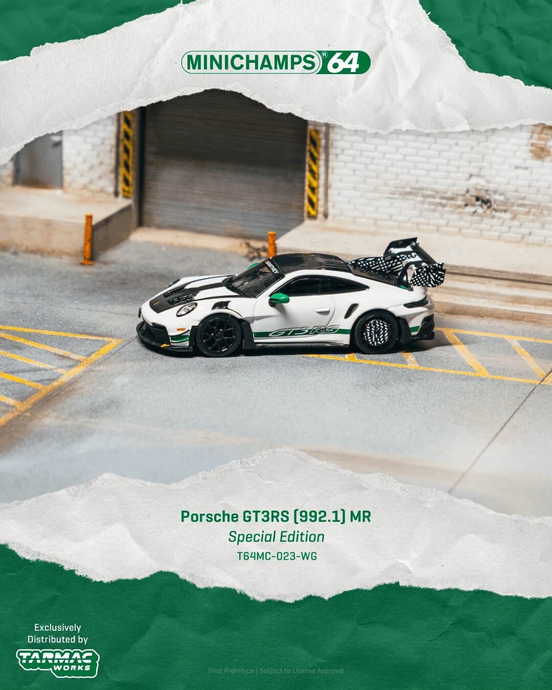 [預訂] Tarmac Works 1/64 保時捷Porsche GT3RS(992.1) MR 白綠色