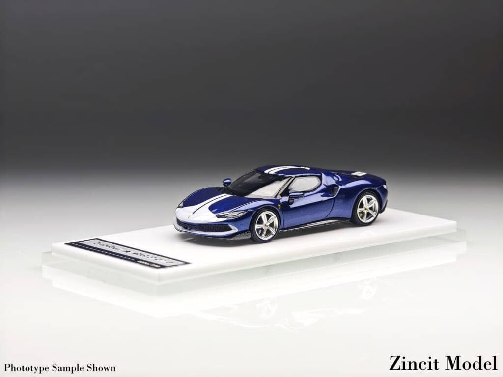 預訂:1/64 Zincit Model Ferrari 296 GTB Metallic Blue with Silver Stripes (ZMF296BLS )
