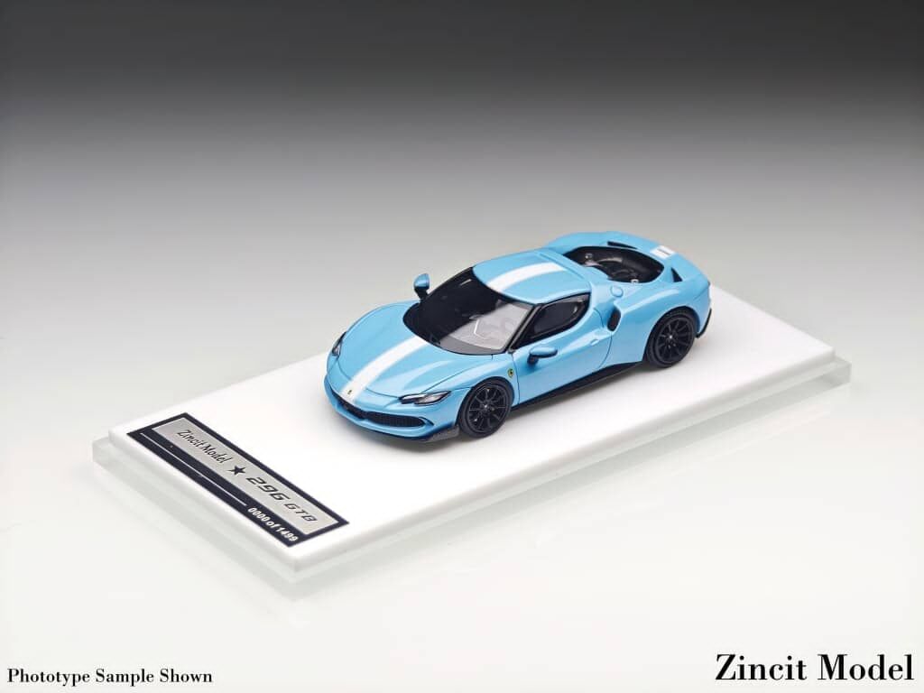 預訂:1/64 Zincit Model Ferrari 296 GTB Baby Blue with White Stripes (ZMF296BLW )