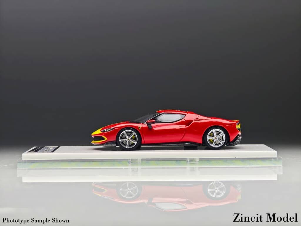 預訂:1/64 Zincit Model Ferrari 296 GTB Standard Red with Yellow Stripes (ZMF296RY )