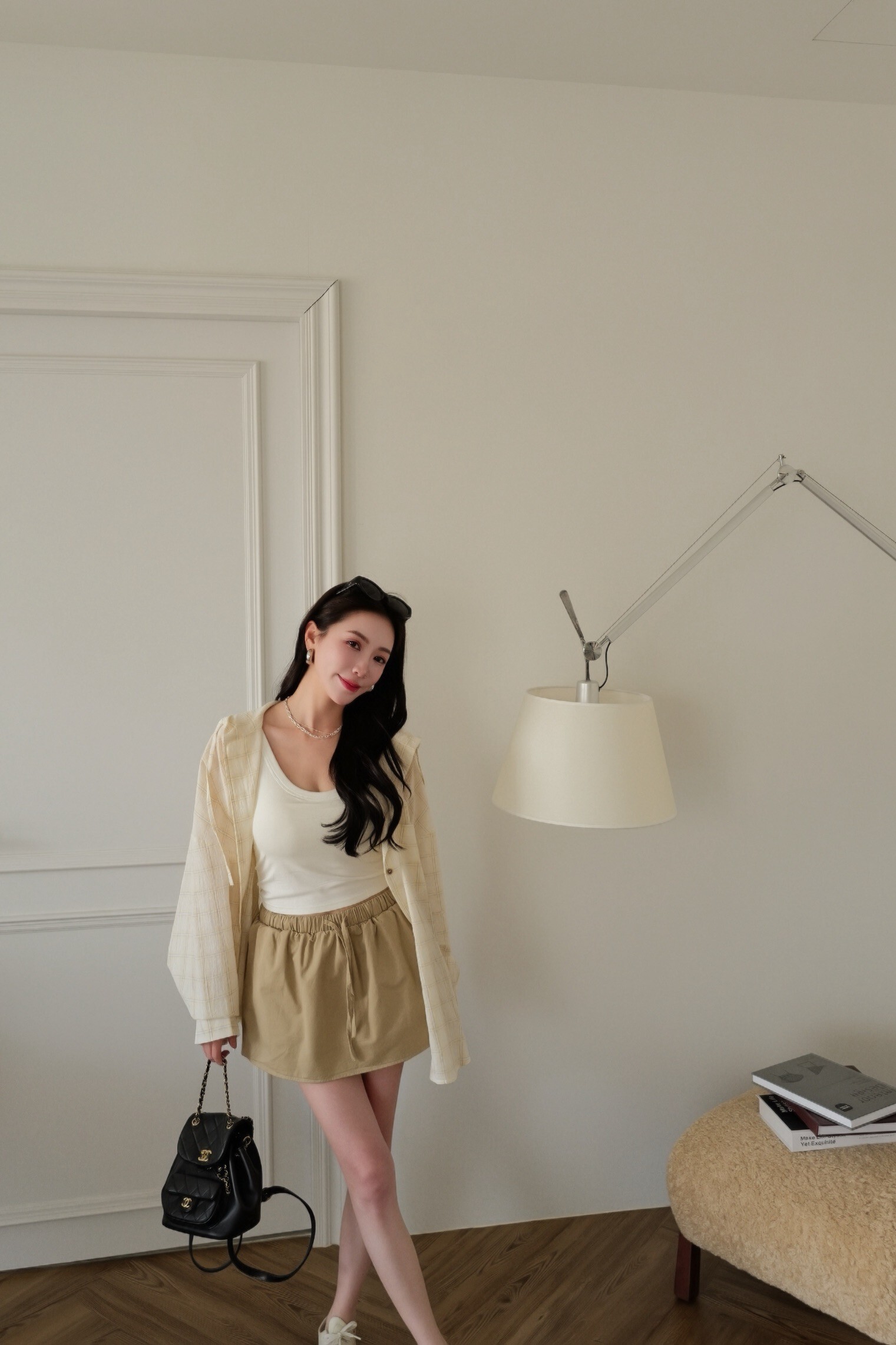 (預購)#AT41 格紋連帽防曬襯衫(黃/灰)