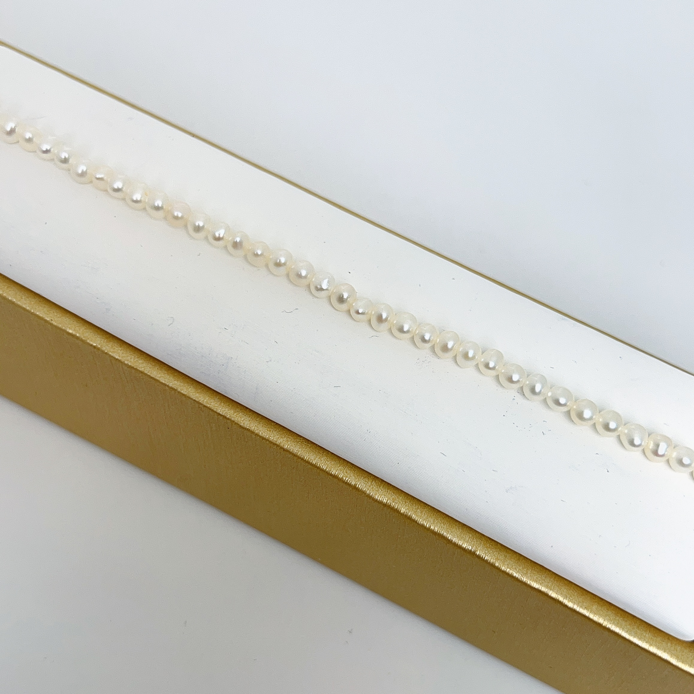 (BT1)天然淡水珍珠手鏈 3MM (長17CM+3CM) (S925純銀) (包證書) 3-4-0090 #1507PE