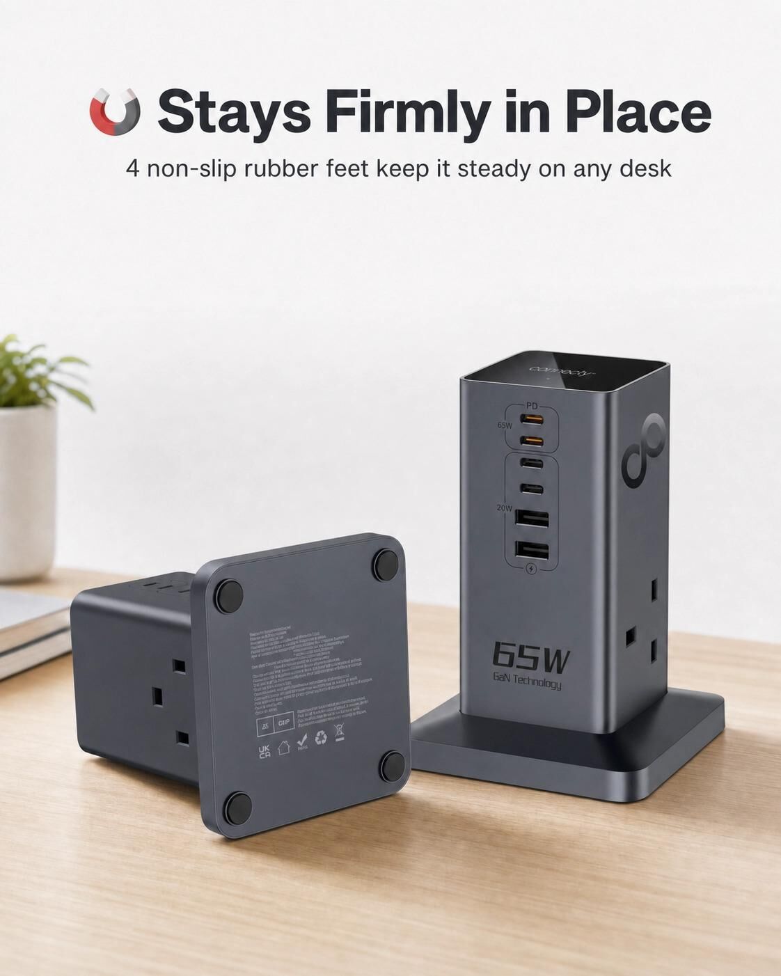 Connecty Just Tower+ 65W 8 IN 1 2AC+6USB Power Strip PS106D