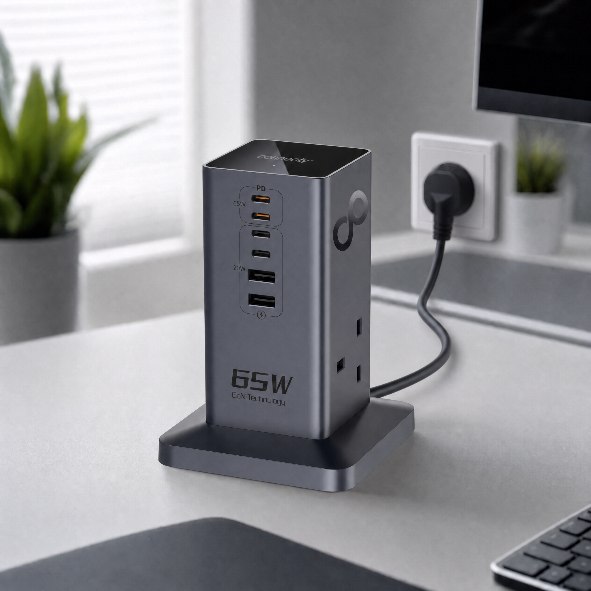 Connecty Just Tower+ 65W 8 IN 1 2AC+6USB Power Strip PS106D
