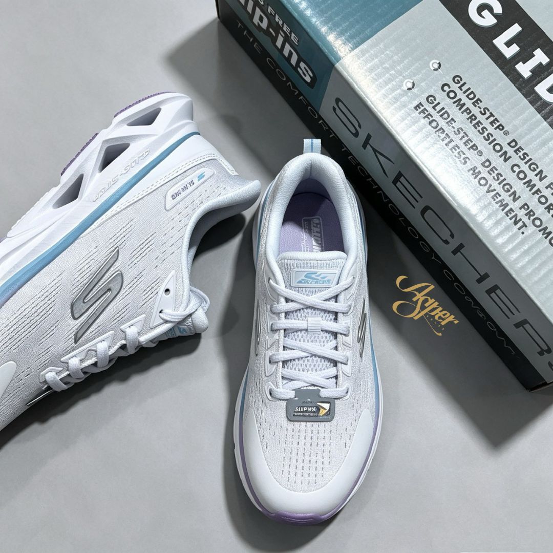 【官網限定】Skechers Glide-Step Vortex Slip-Ins 慢跑鞋 寬楦 女鞋 白 129825WWMLT VII