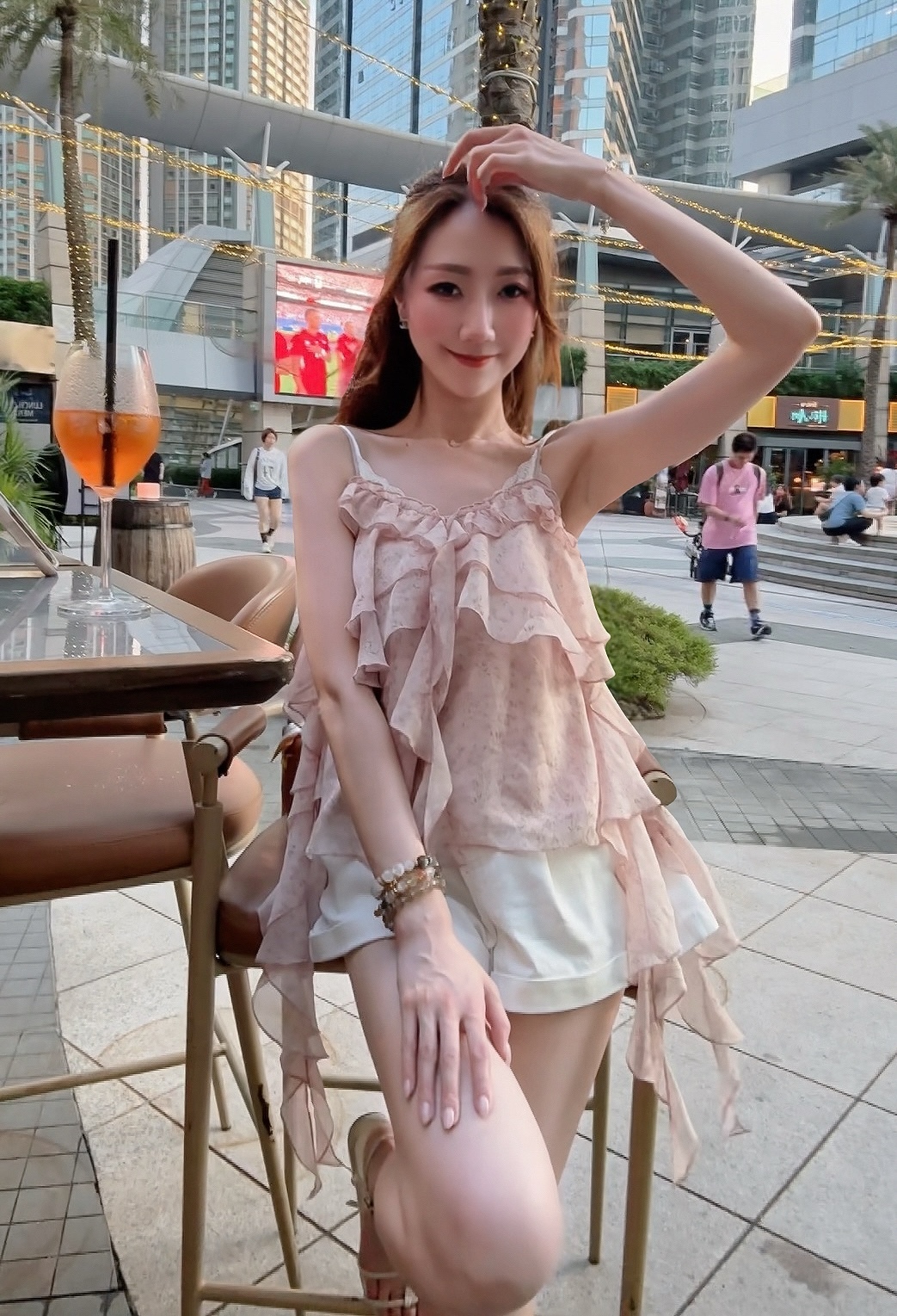 *BJ2 MADE SERIES* THE COQUETTE DRAPED ROSY CHIFFON TOP 140726