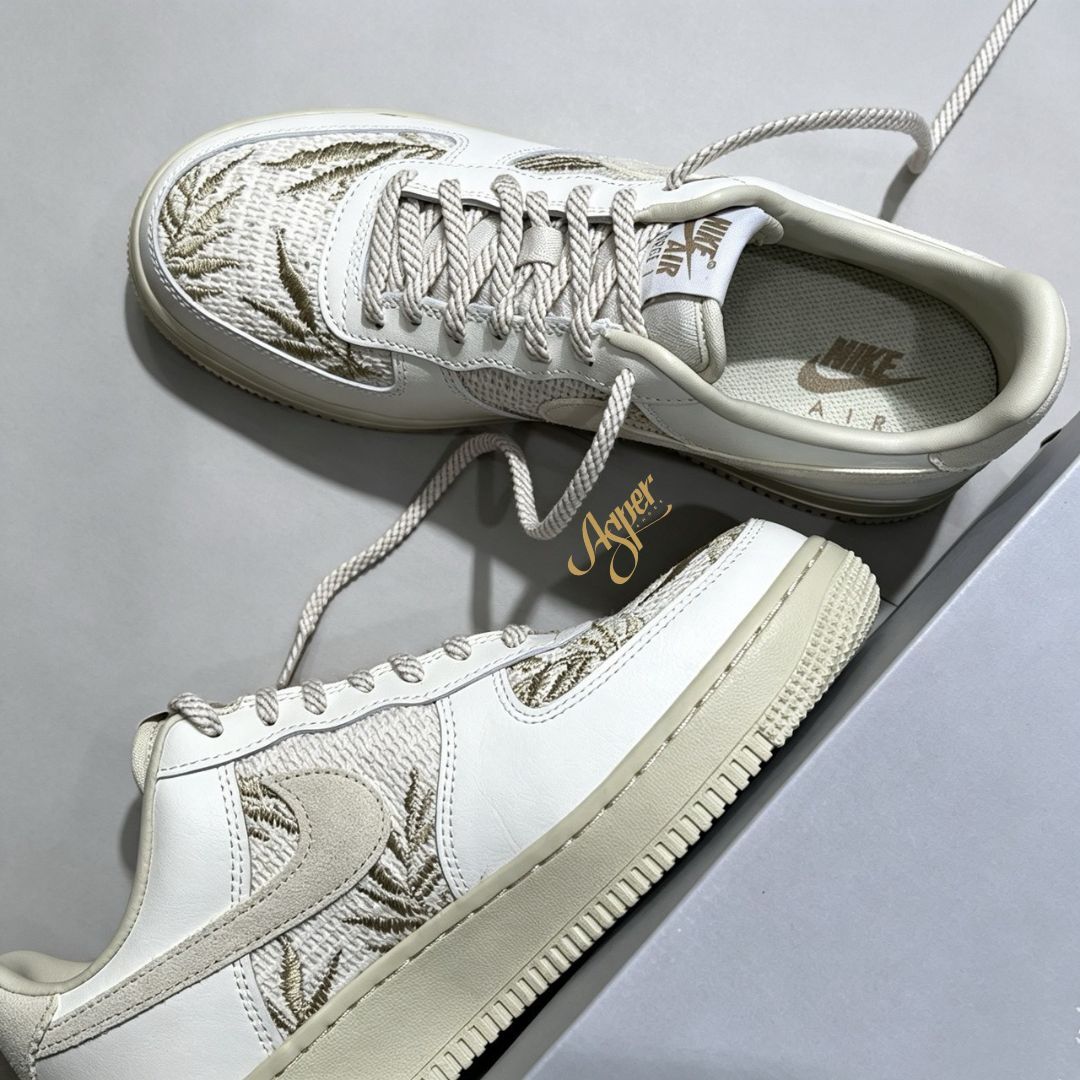 【官網限定】AIR FORCE 1 07 REC 米白刺繡編織 女 IW2347-002 VII
