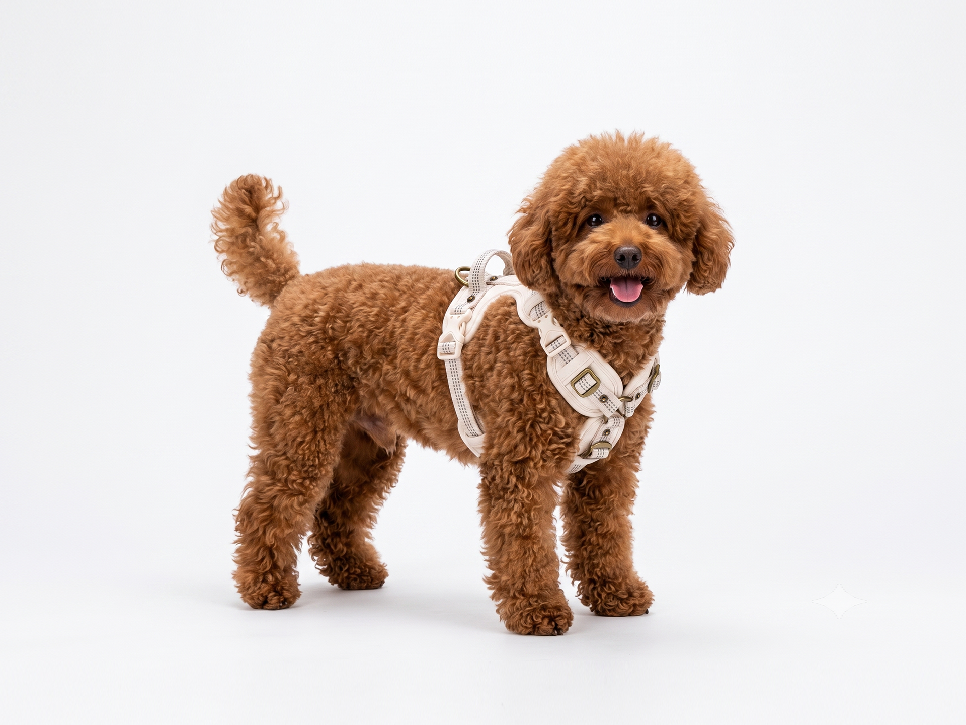 Poodle-white-harness