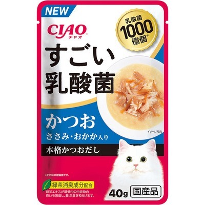 CIAO 貓濕糧 軟包系列．乳酸菌湯 鰹魚+雞肉+柴魚片口味40g