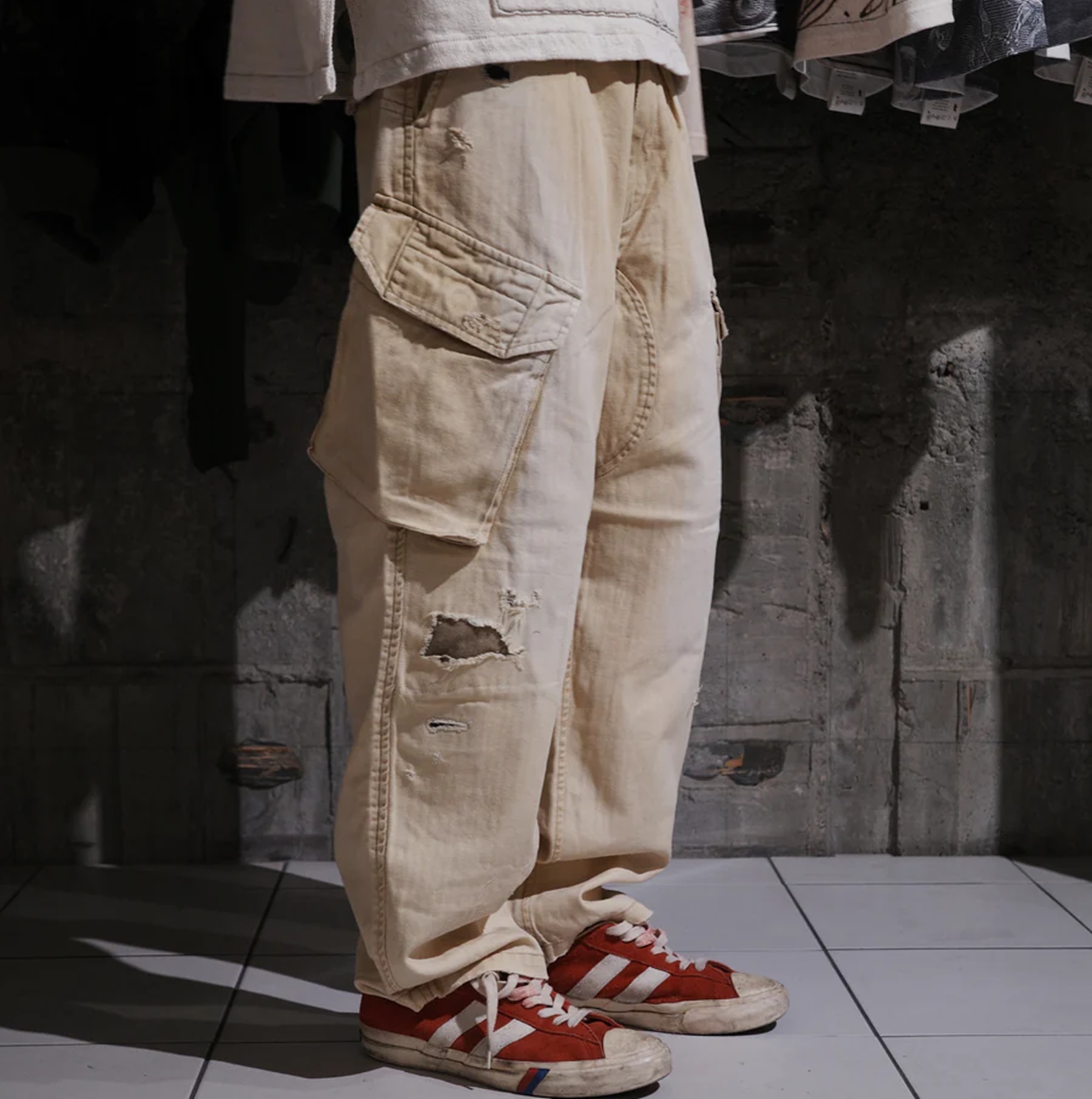 ANACHRONORM 2026 REMAKED HERRINGBONE COMBAT CARGO TROUSERS - PRE ORDER ITEM (預訂中)