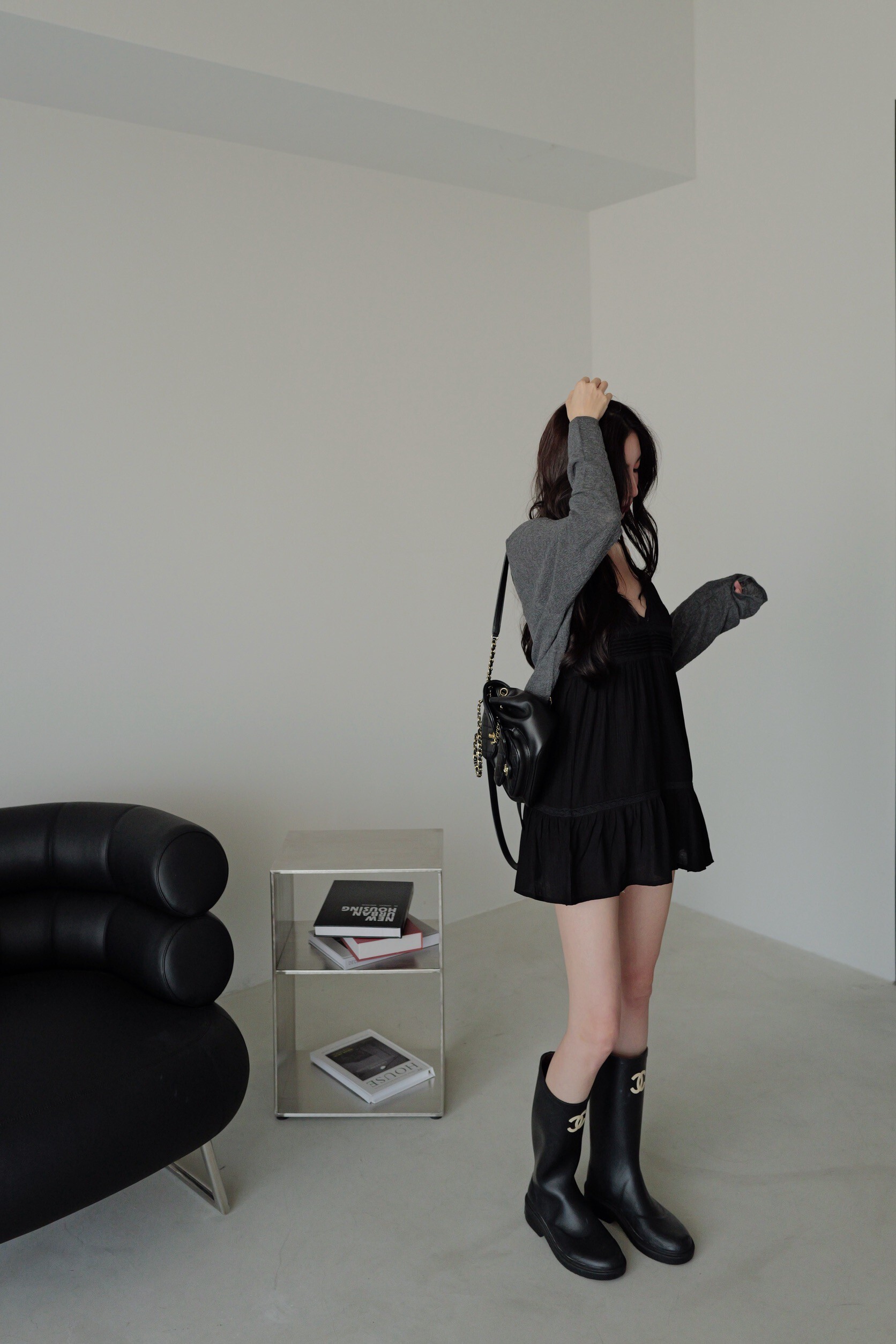 (預購)#AT57 蕾絲V領細帶洋裝(黑/白)