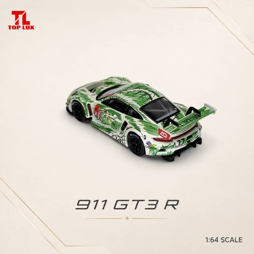 預訂:1/64 Top Lux Porsche 911 GT3 R Graffiti Green Dinosaur #77 (TL64005 )