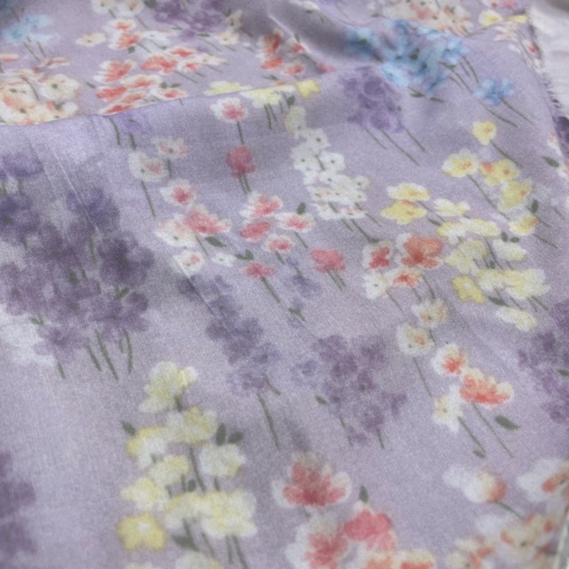 7226 紫色碎花印花棉綢人棉/薄軟細滑涼爽/幅寬145cm
