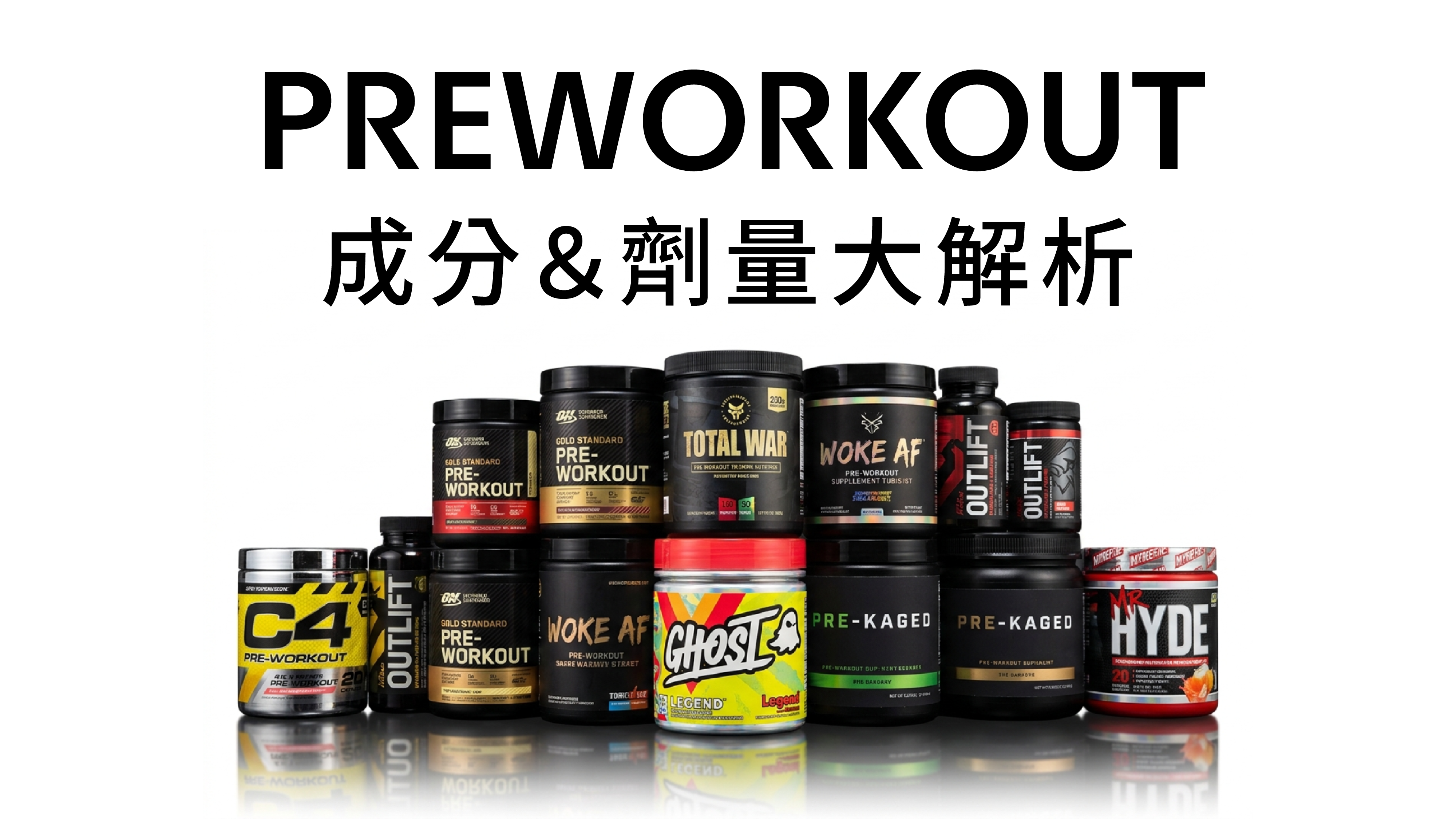 常見Pre workout氮泵訓前能量產品示意圖