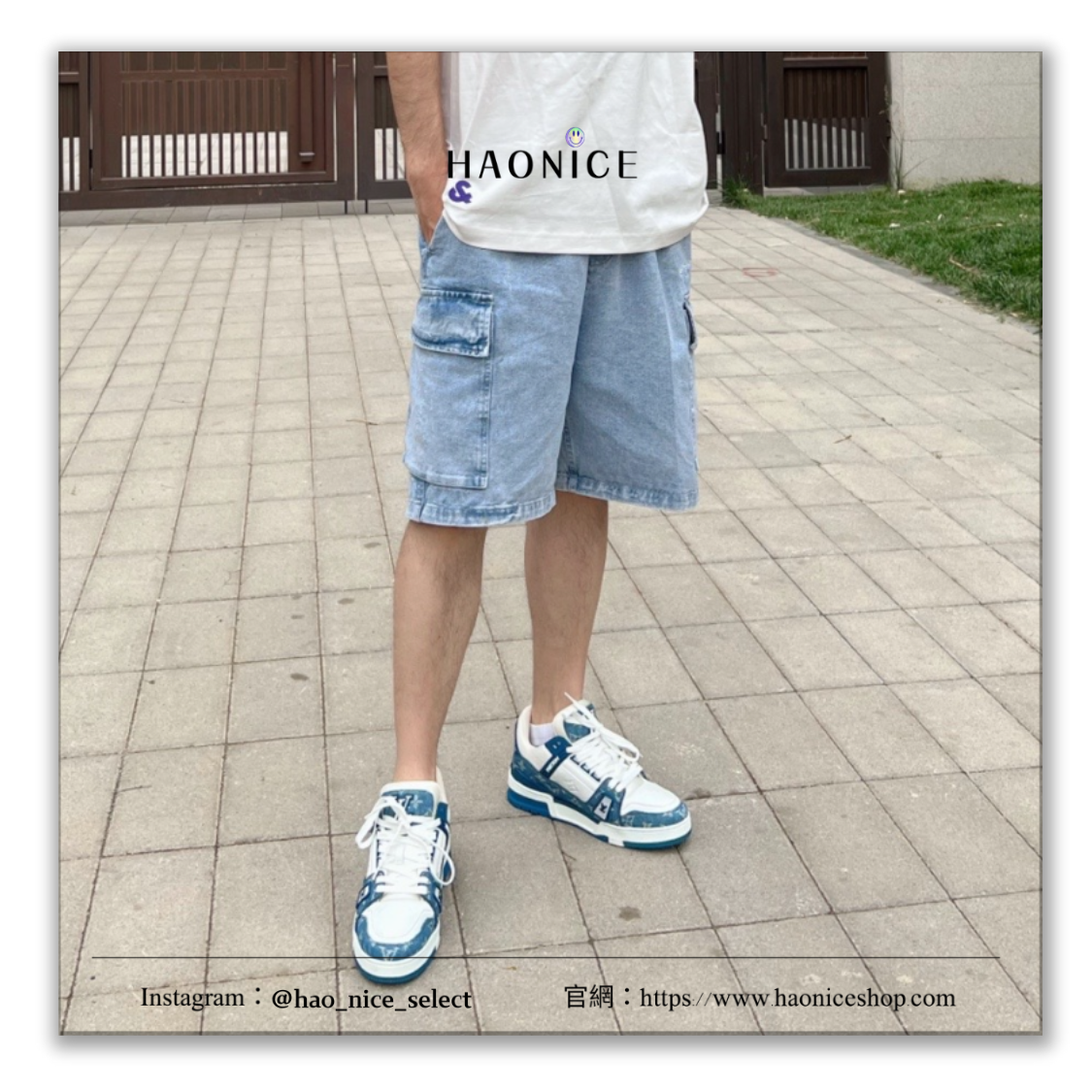 【HAO NICE】輕奢高級感💕Louis Vuitton LV Trainer 經典老花 牛仔藍白  牛仔布 板鞋 休閒鞋