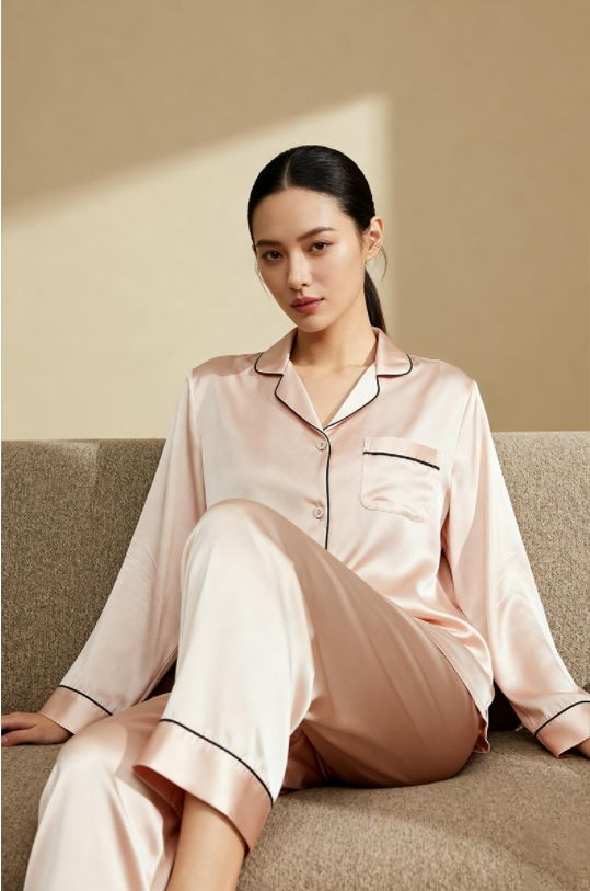 0718KS23-KINGSILK-HA-「錢皇」100%桑蠶絲長袖睡衣套裝（情侶款長袖長袖女士）（C23）