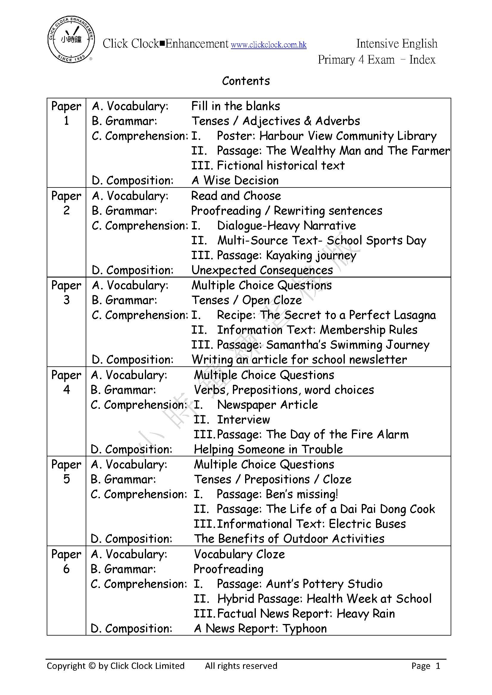 (PE 41)  P4 高階英文綜合試卷《4合1》