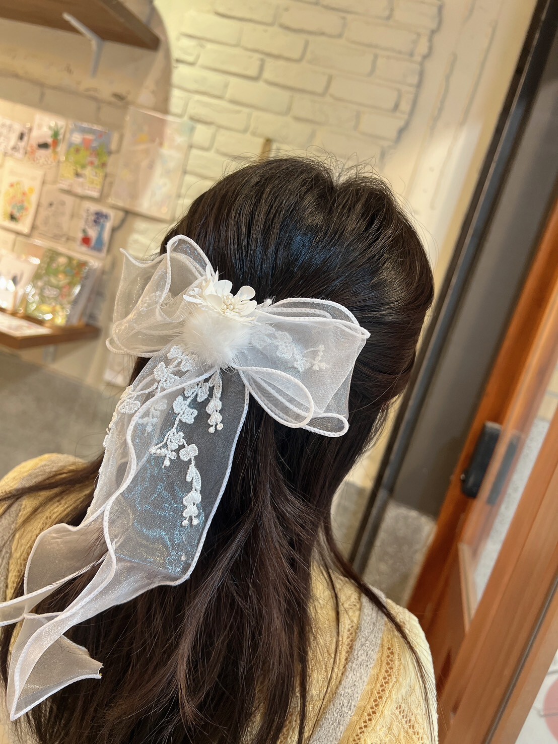 【7/21當日限定】隱藏款。白紗毛球蝶結髮夾/彈夾
