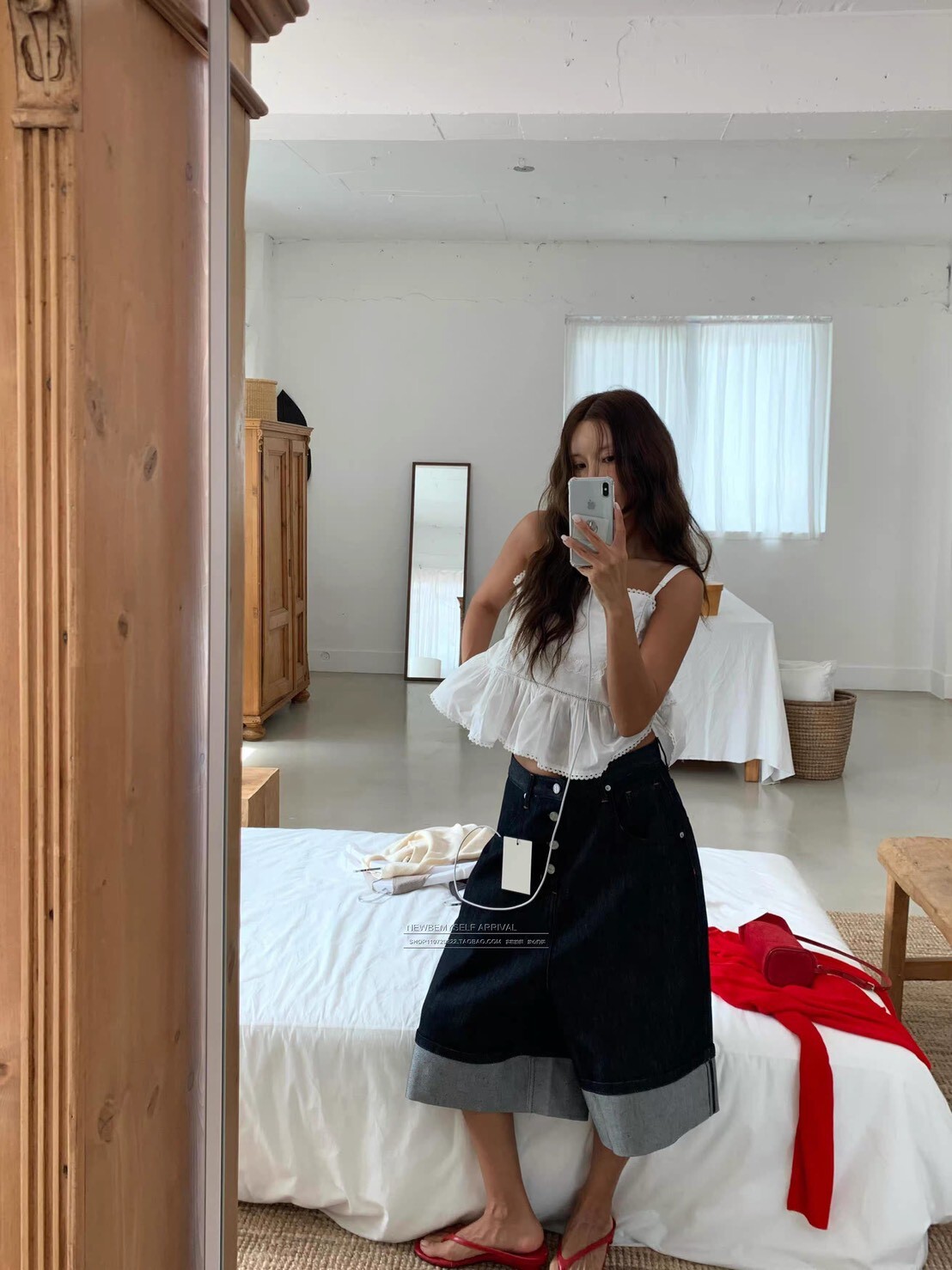 #AJ83率性反摺七分寬褲
