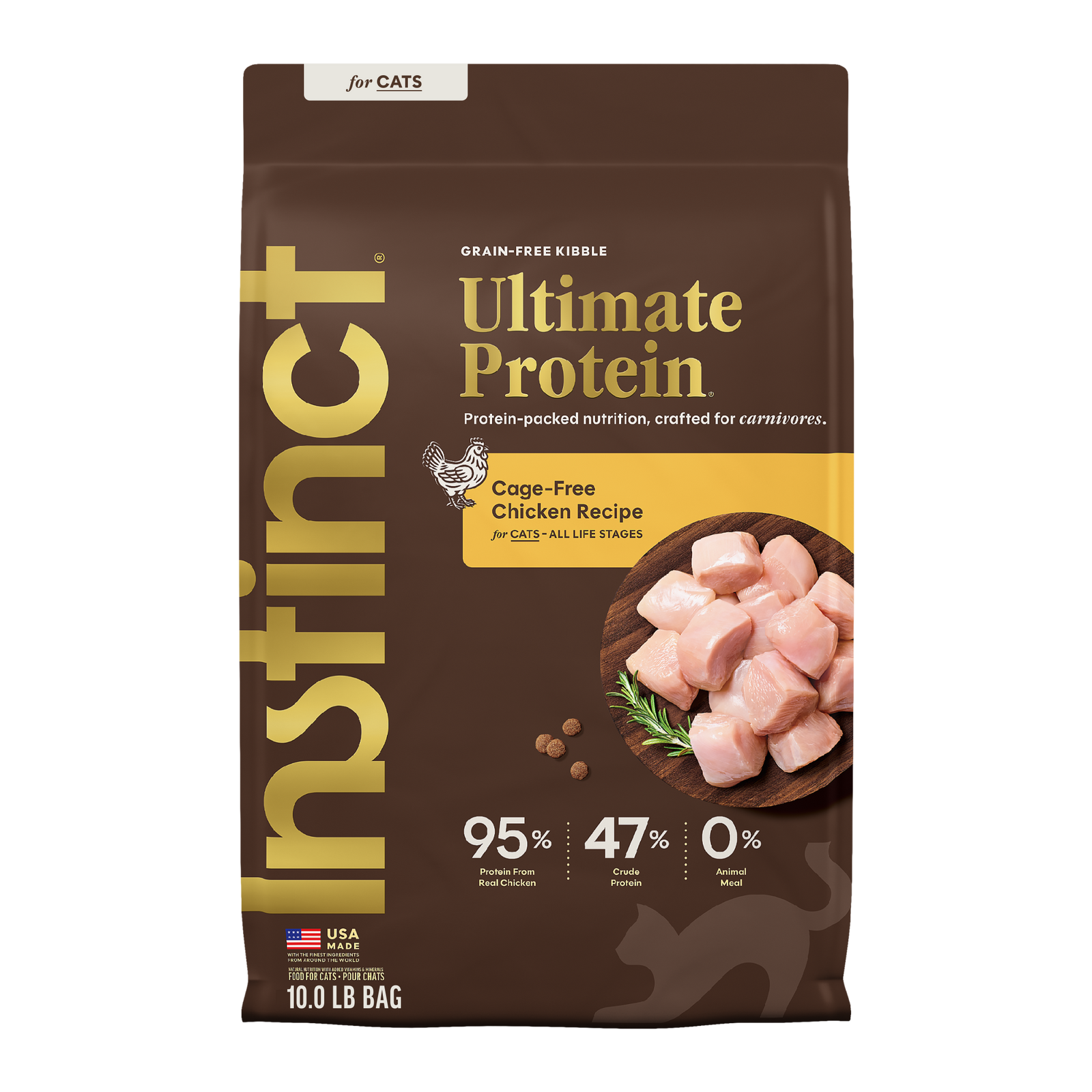[對抗業界大毒瘤限時優惠] Instinct 本能 - 頂級蛋白質雞肉貓糧 Ultimate Protein® Grain-Free Cage-Free Chicken Recipe 10lb (大)