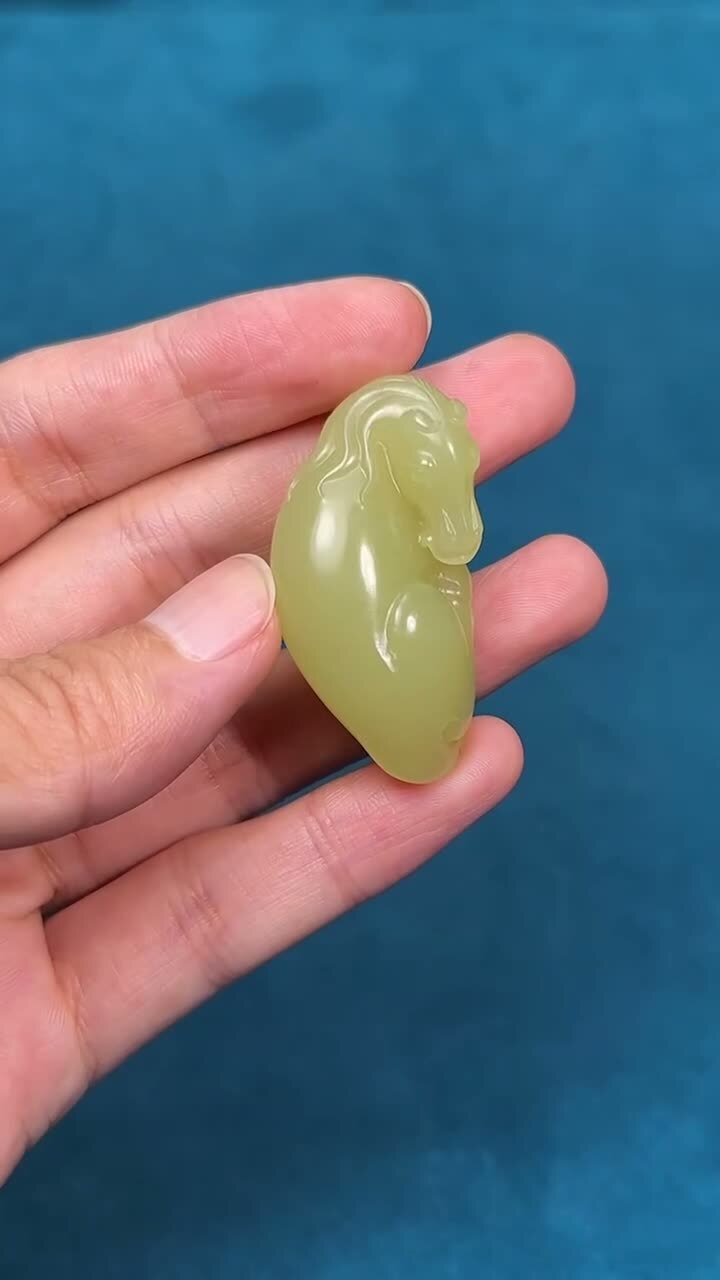 和田玉馬到成功,天然和田玉軟玉