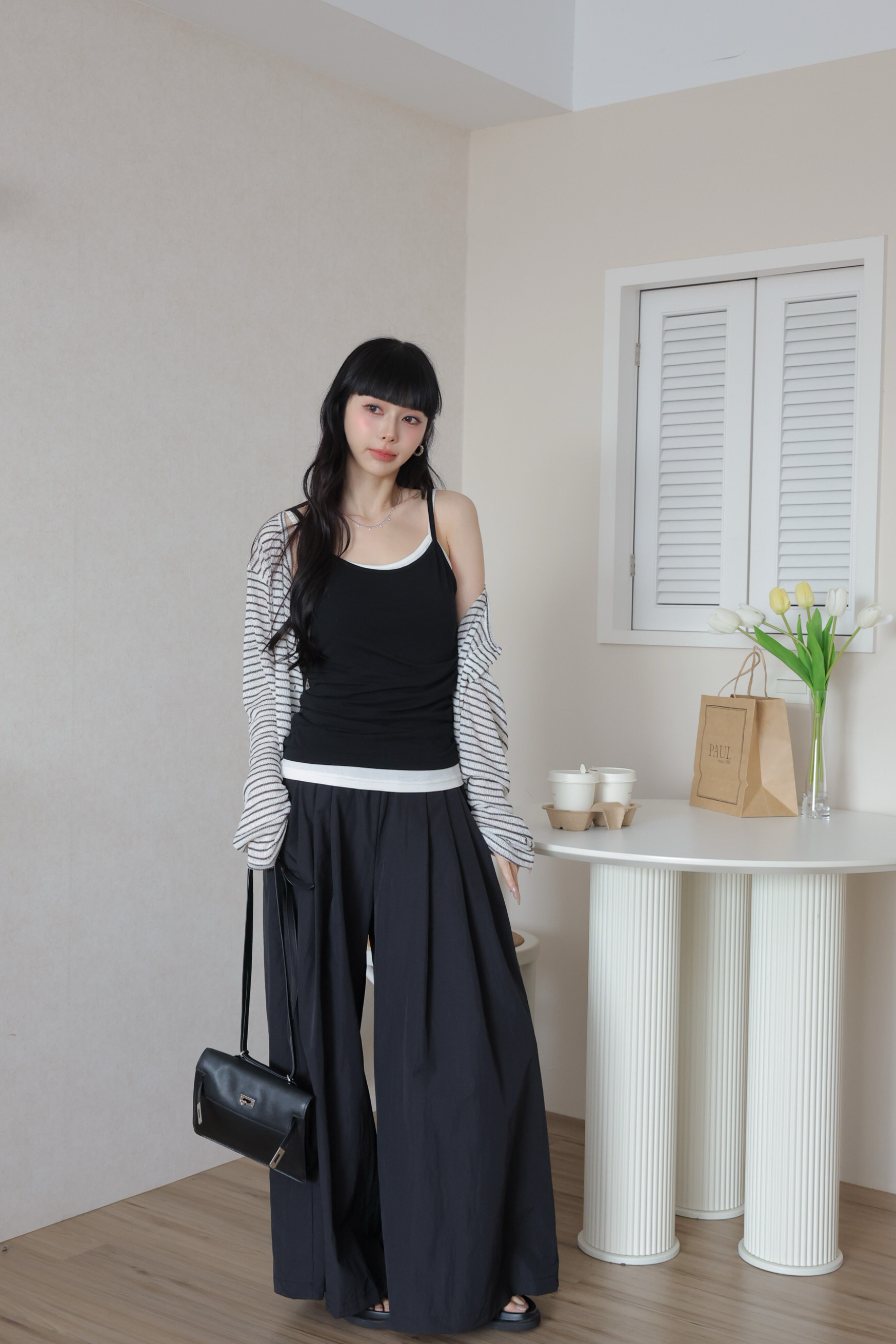 細肩假兩件側抓皺背心 HE50 #KING清單