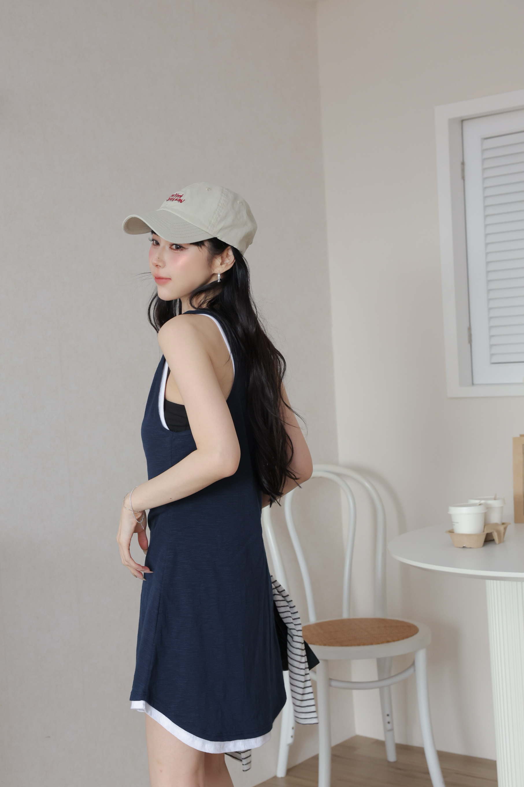 兩件式撞色傘狀短洋裝 HE25