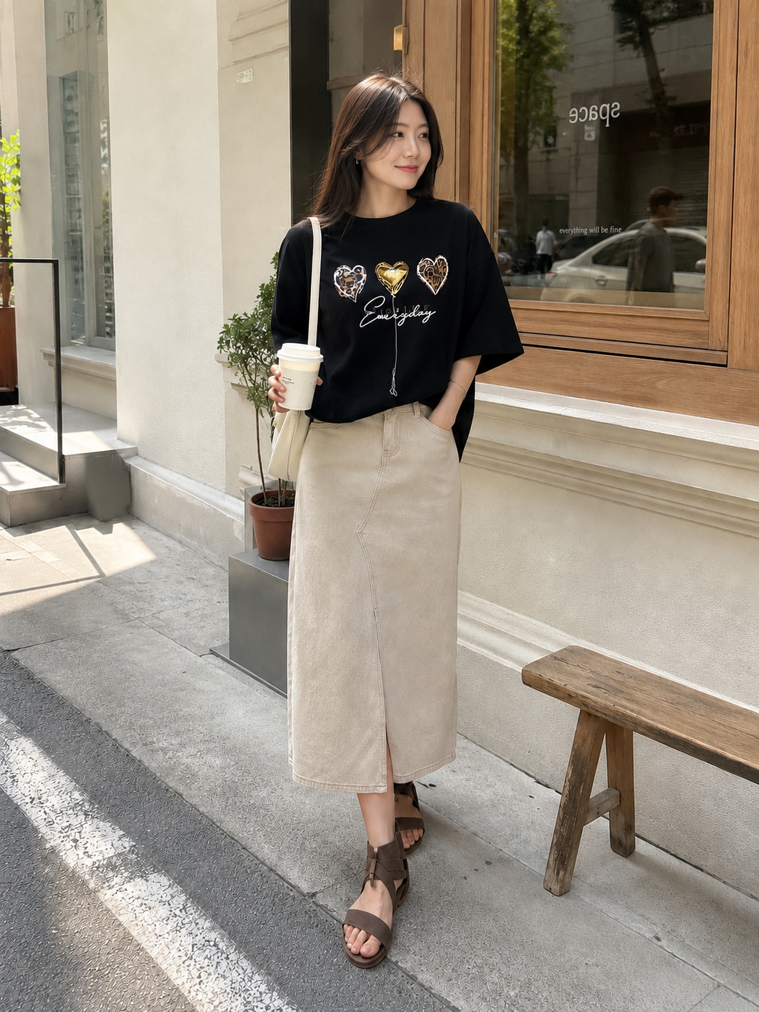HIGH WAISTED DENIM PENCIL SKIRT