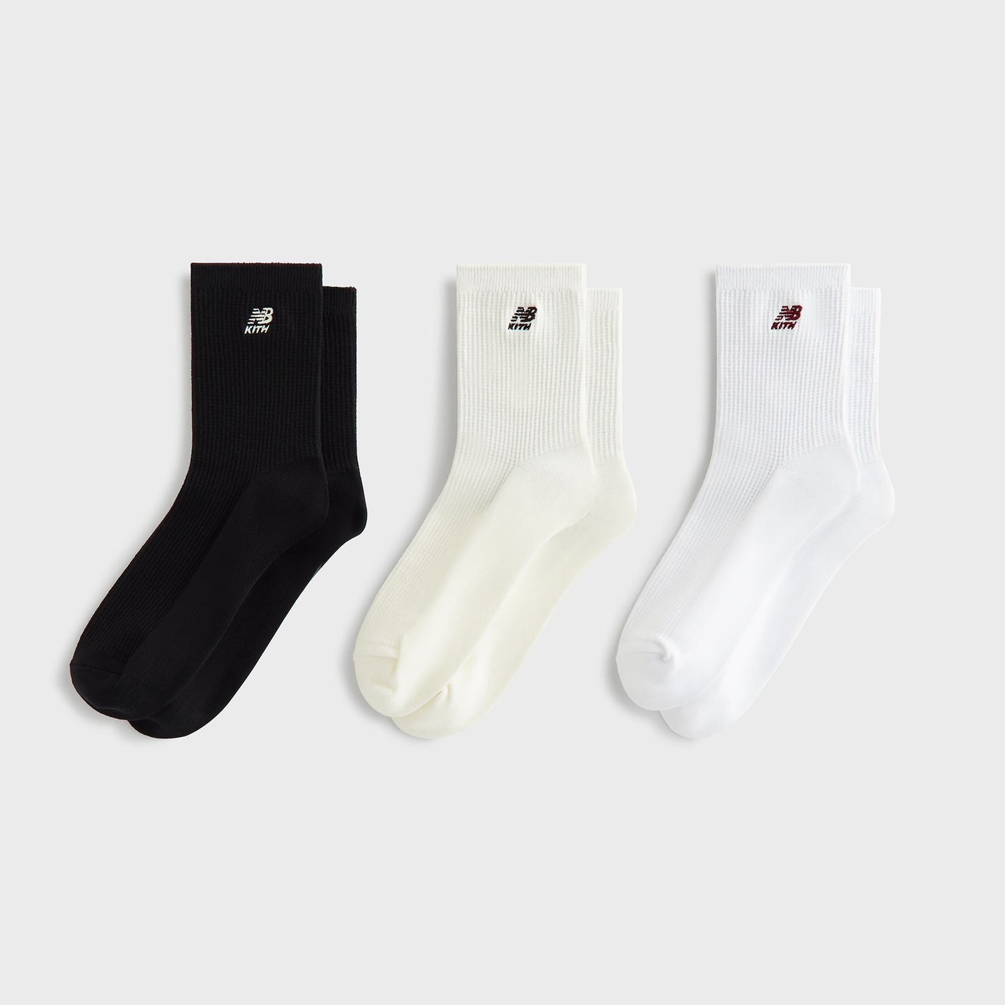 2026SS Kith & New Balance Mid Crew Waffle Knit 3-Pack Crew Socks 聯名 三雙一組 3色 中筒 襪子 現貨 KHMA220002