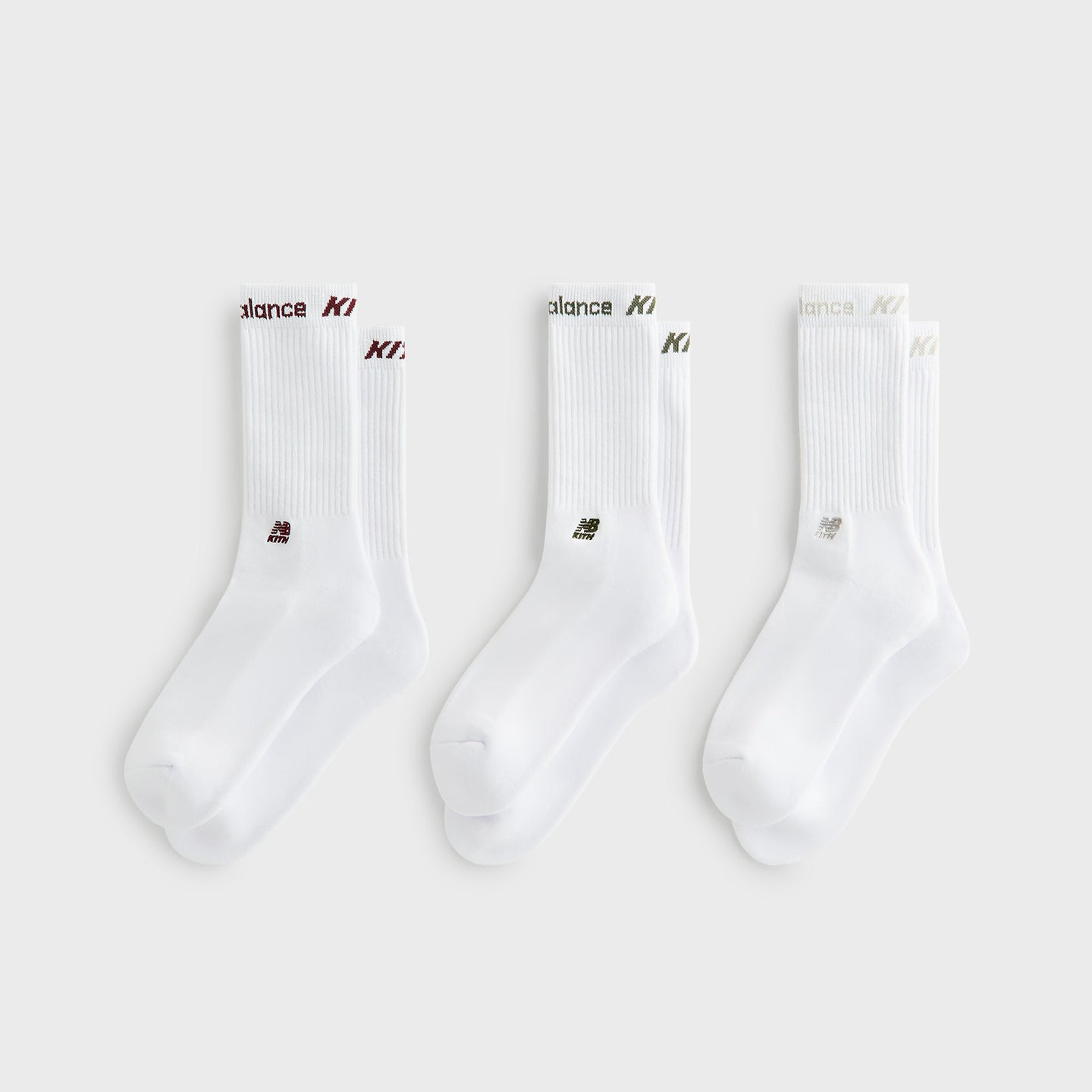 2026SS Kith & New Balance Contrast Cuff 3-Pack Crew Socks 聯名 三雙一組 襪子 長襪 現貨 KHMA220003