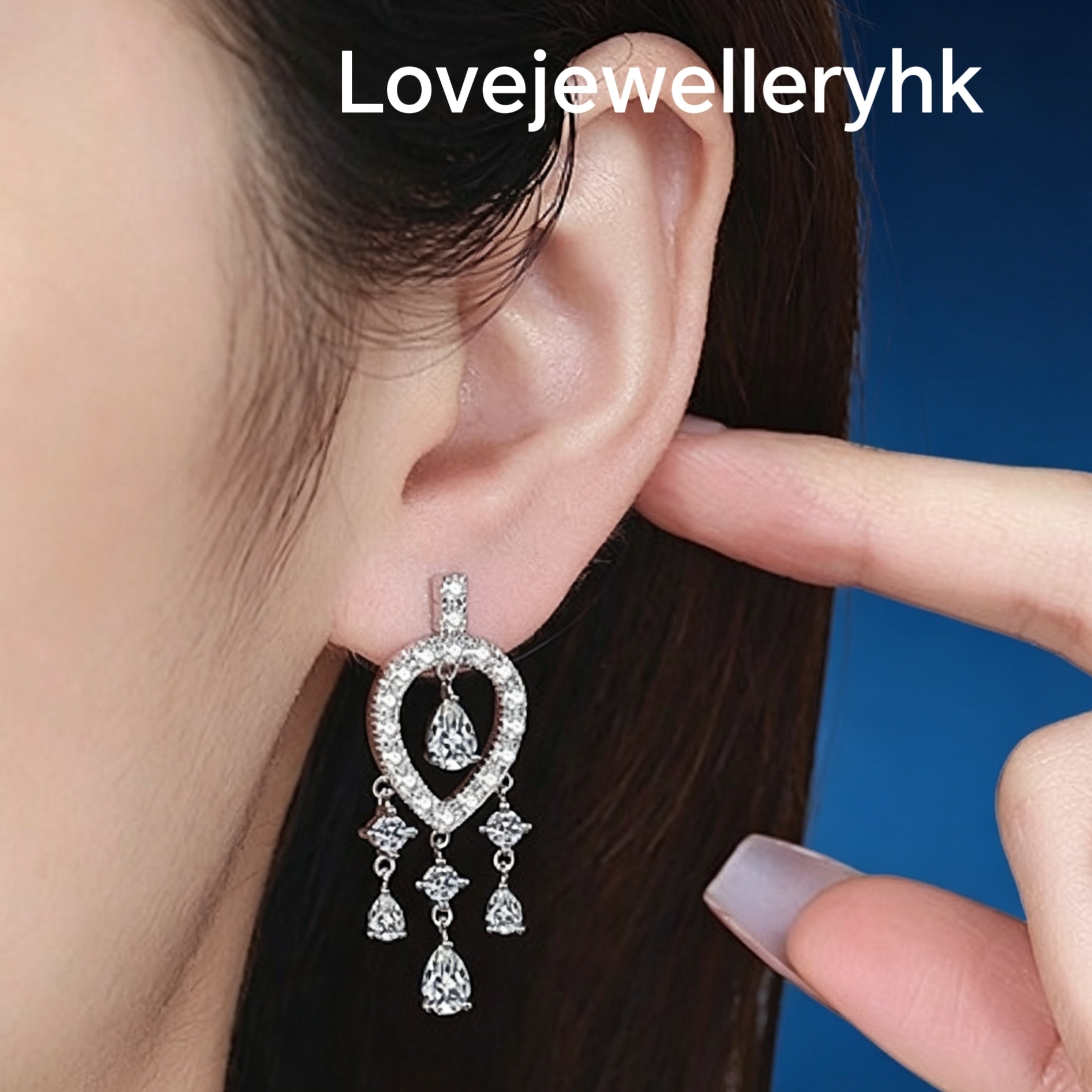Tassel pear-shaped moissanite earrings  E001