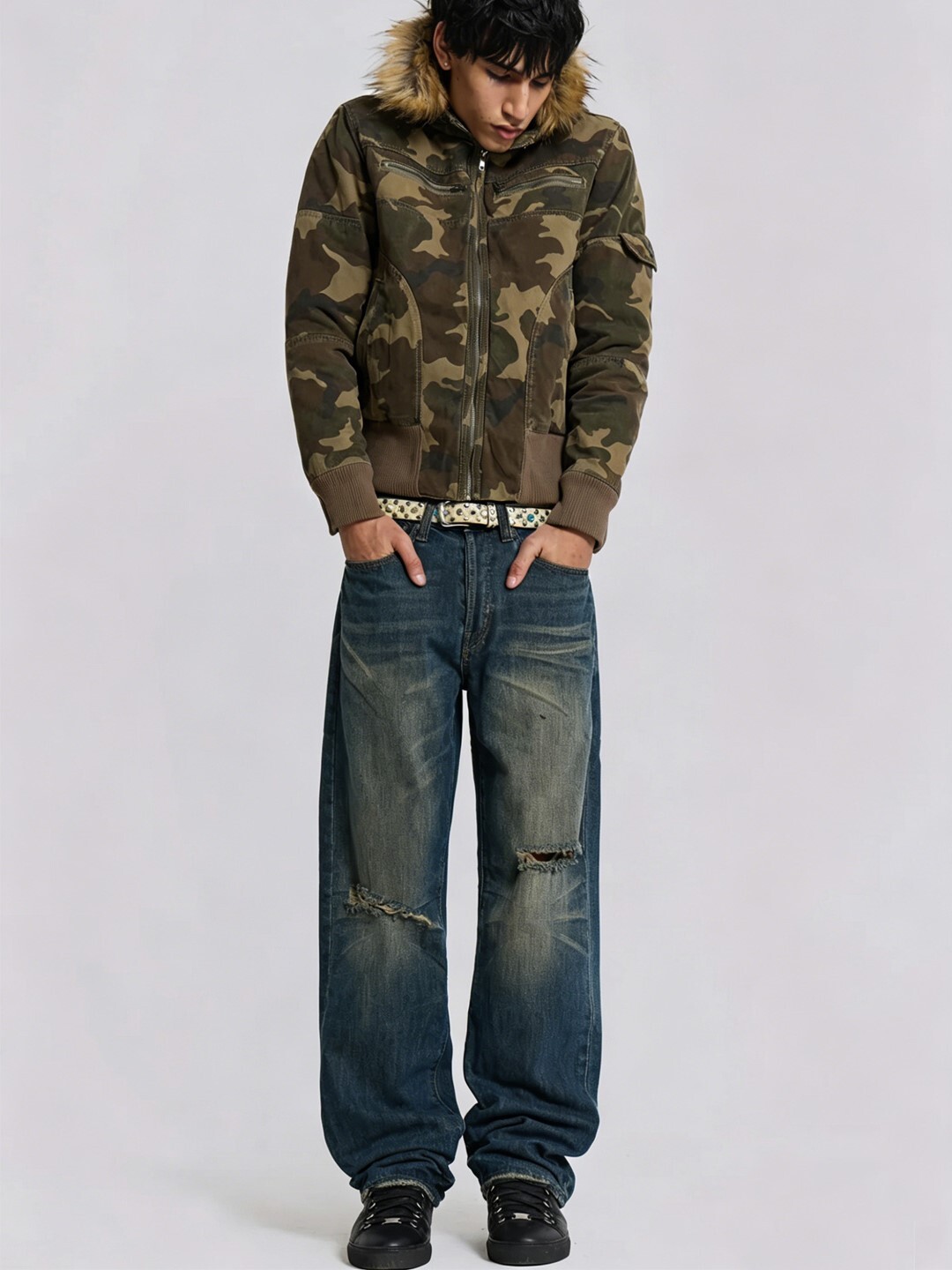 JADED LONDON 水洗刀割 牛仔長褲 Busted Scott Jeans JMJE4228