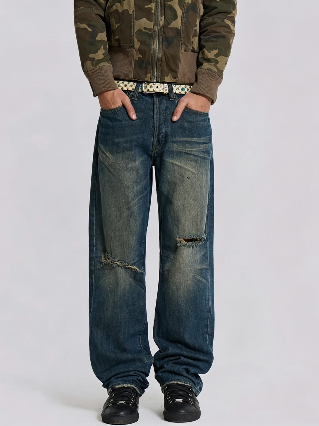JADED LONDON 水洗刀割 牛仔長褲 Busted Scott Jeans JMJE4228