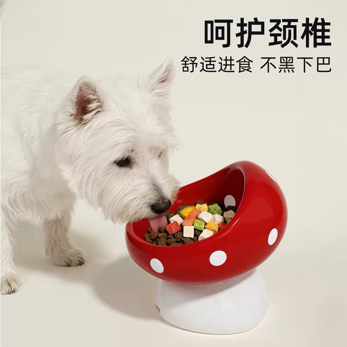 MUSHROOM SERIES SLANTED HIGH-FOOTED PET BOWL