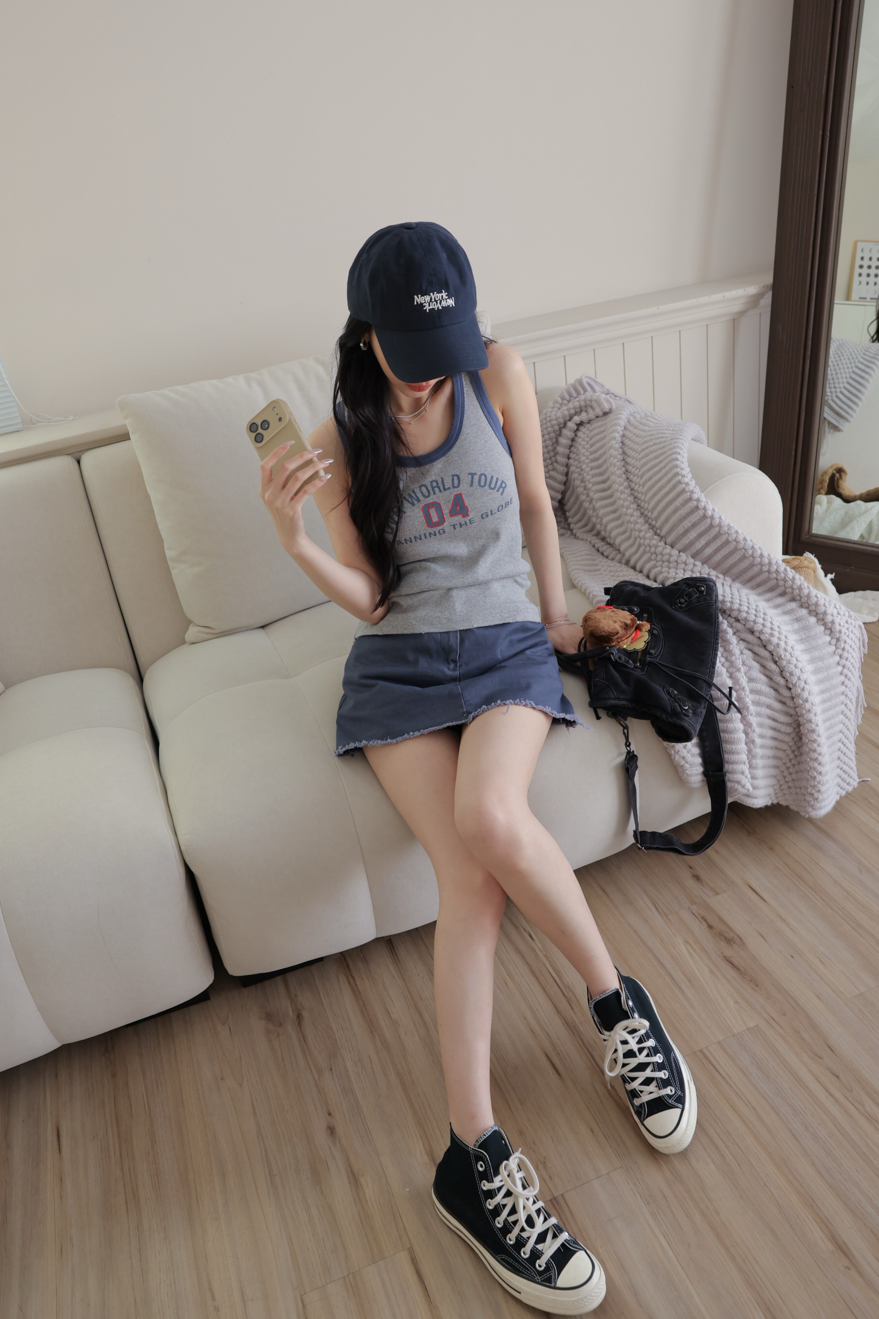 美式復古滾邊撞色背心 HE49