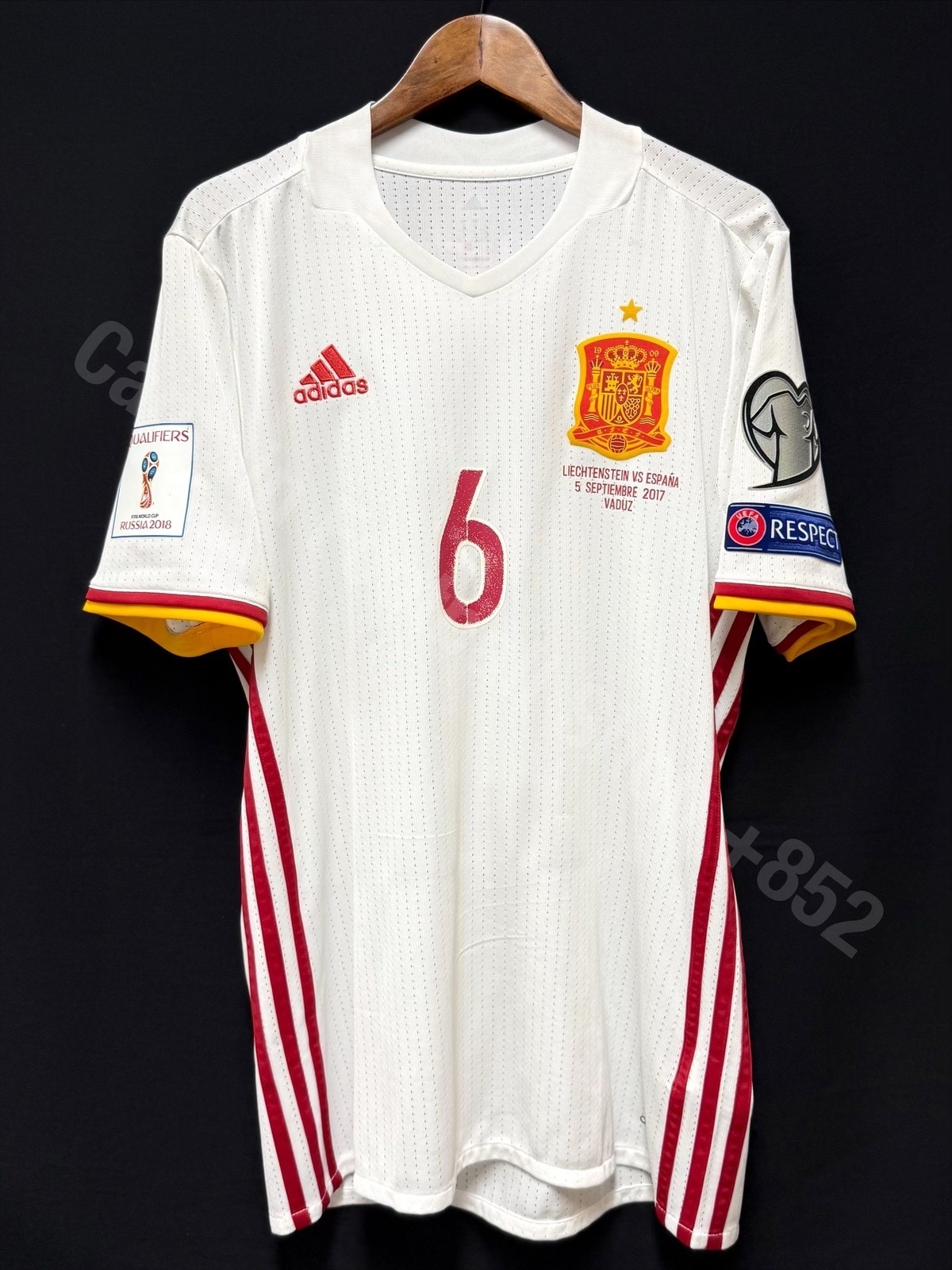 (Player Issue) Spain 2016-2017 Adidas Away Player Issue Shirt #6 A INIESTA