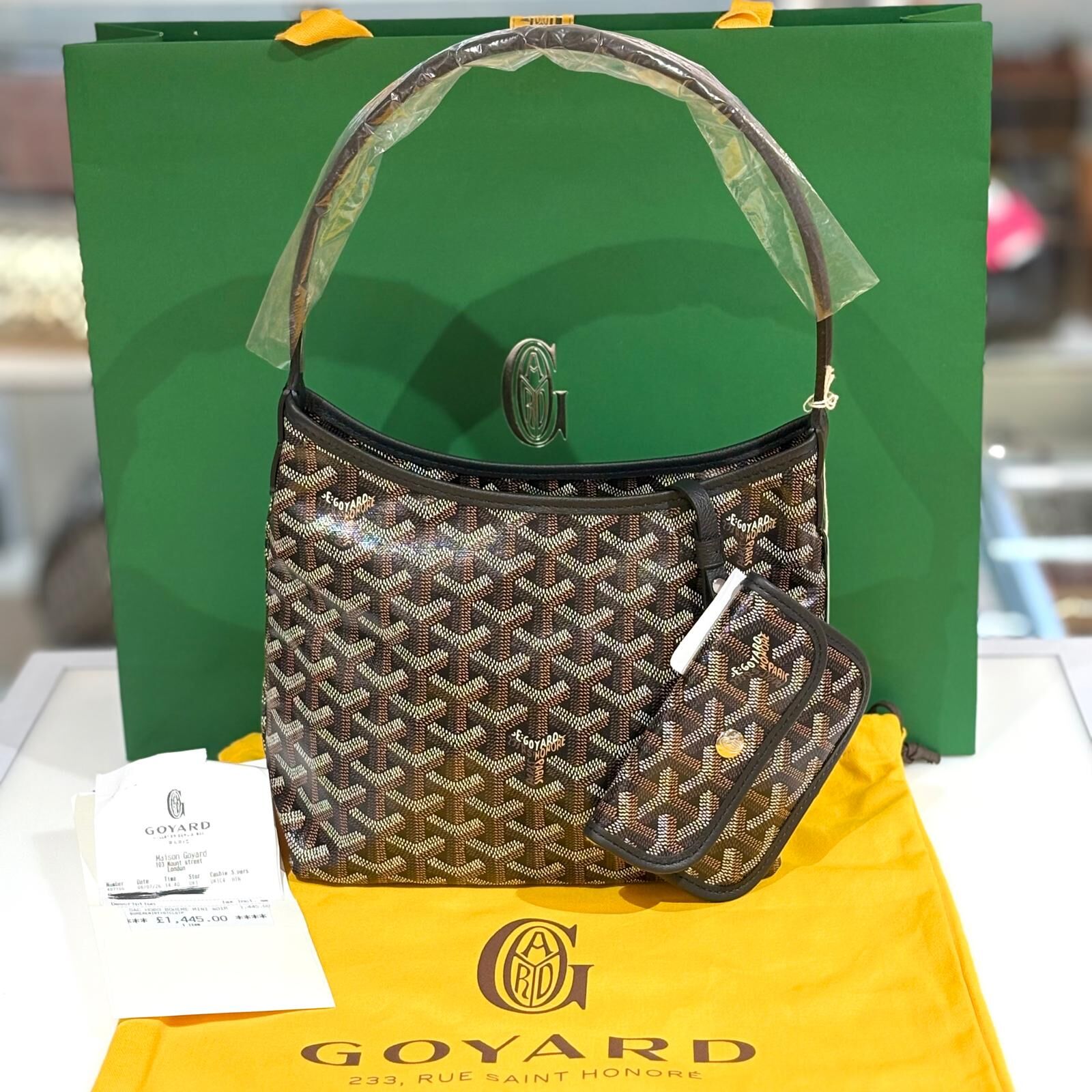 全新GOYARD 單肩袋/腋下包, 黑色塗層帆布/牛皮肩帶, MINI HOBO, #BRAND NEW #香榭站正品