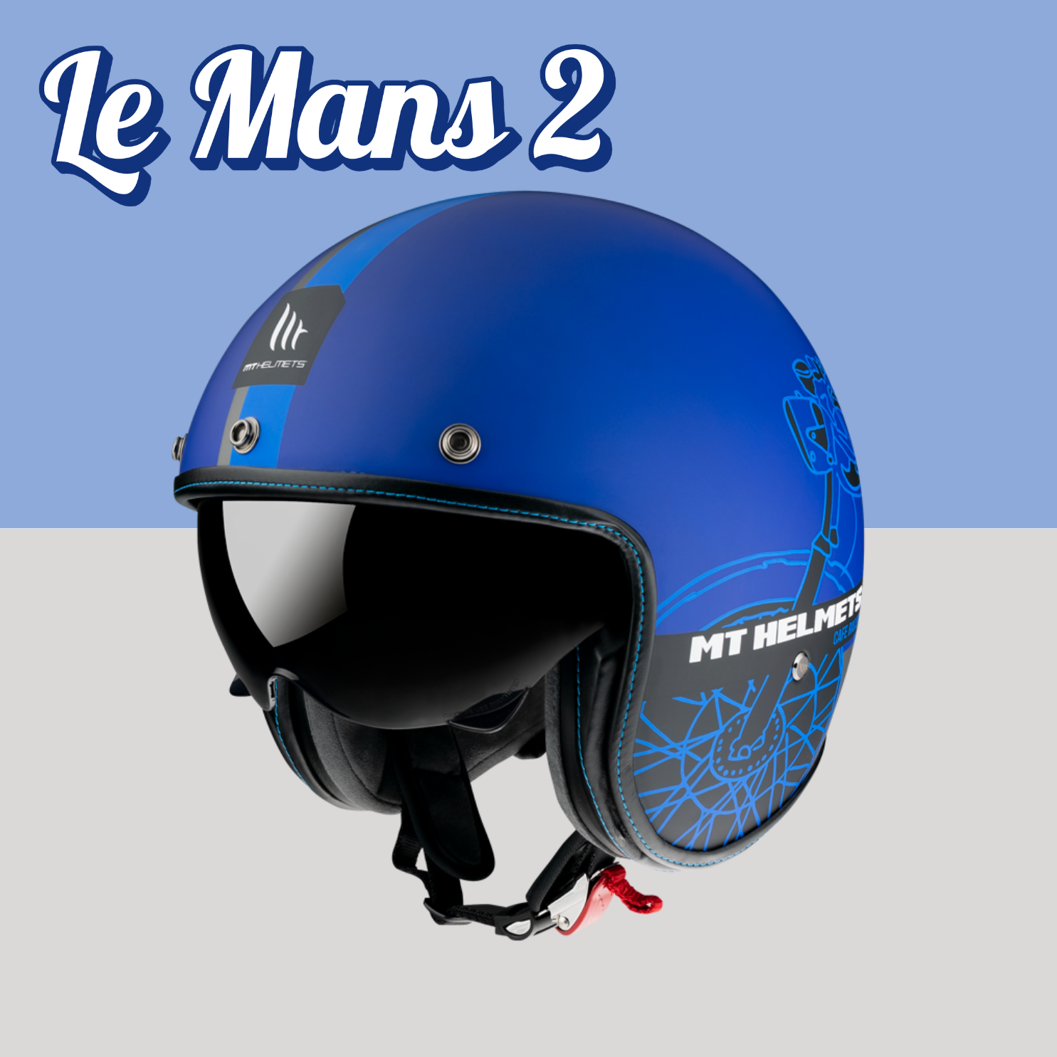 MT HELMETS LE MANS 2 SV CAFE RACER B7 MATT BLUE 消光面