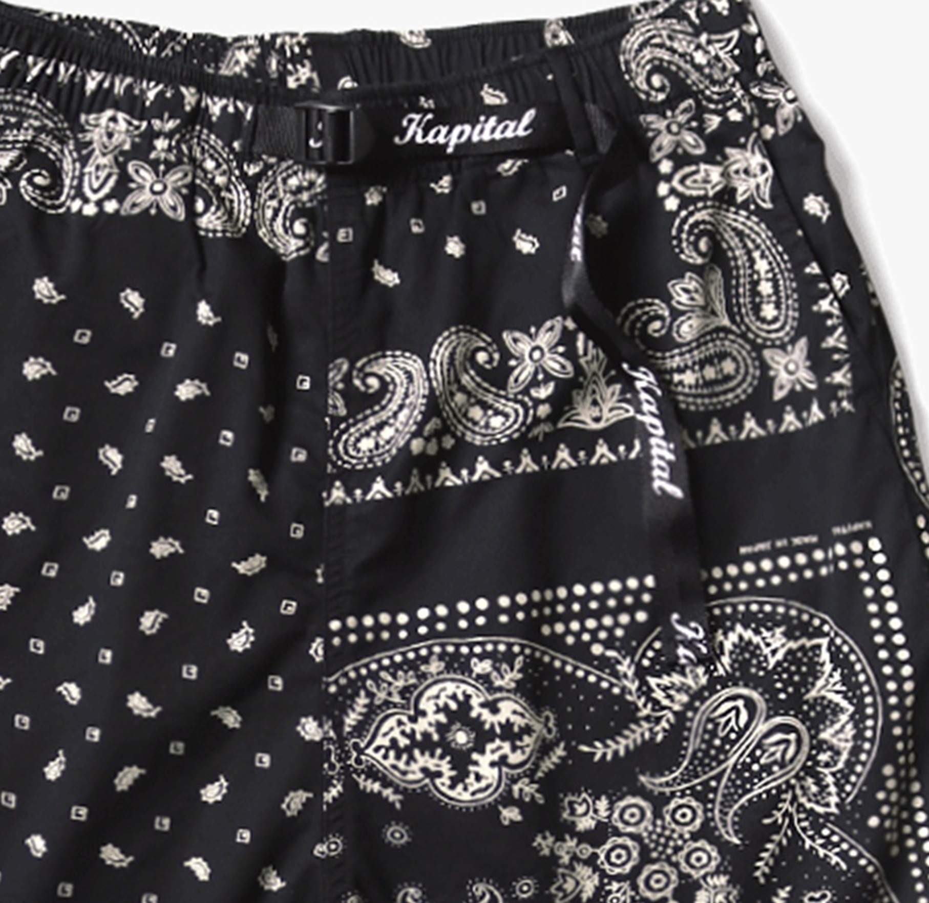 KAPITAL BANDANA PATCHWORK EASY SHORTS - BLACK PRE ORDER ITEM (預訂中)