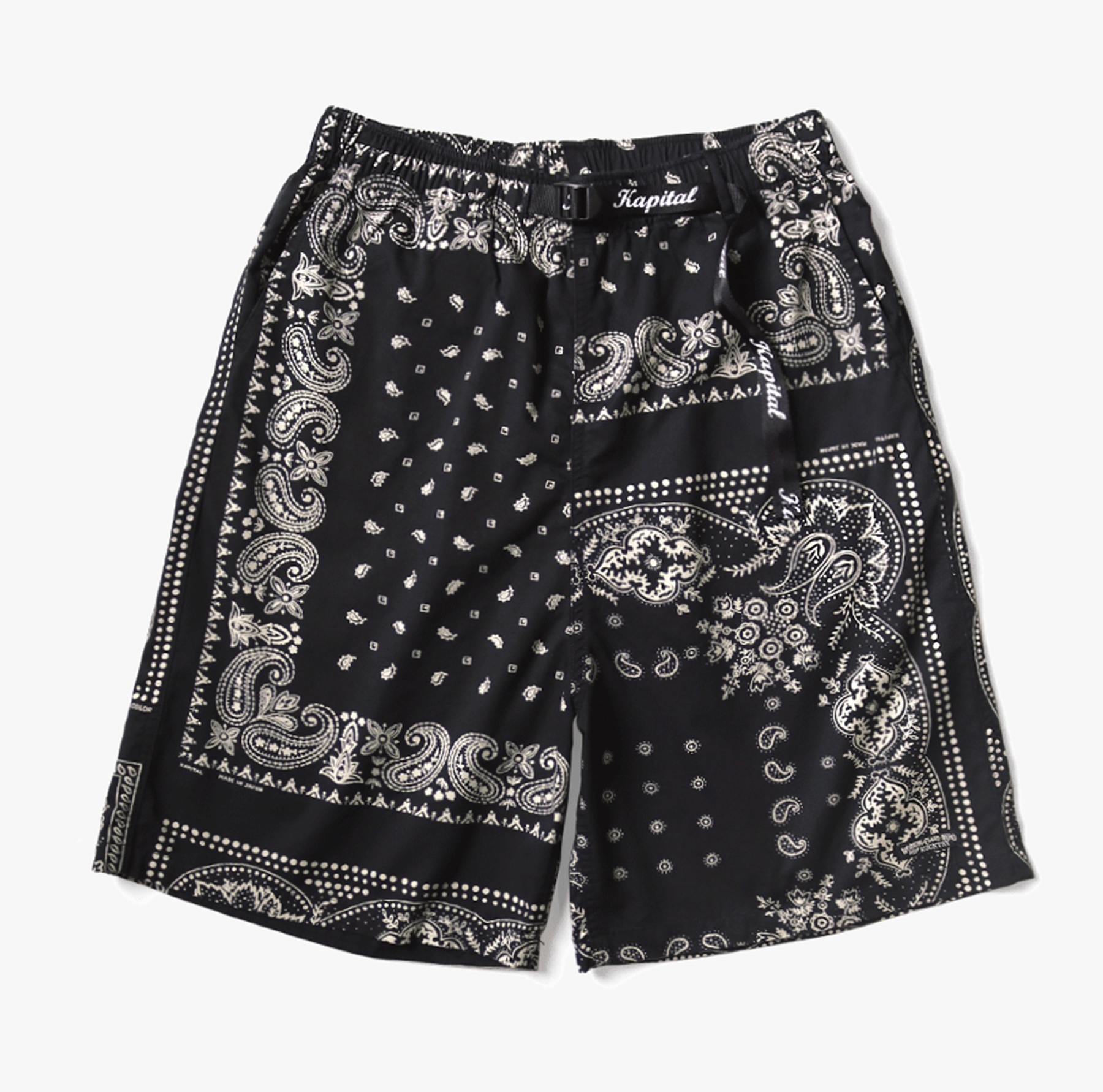 KAPITAL BANDANA PATCHWORK EASY SHORTS - BLACK PRE ORDER ITEM (預訂中)