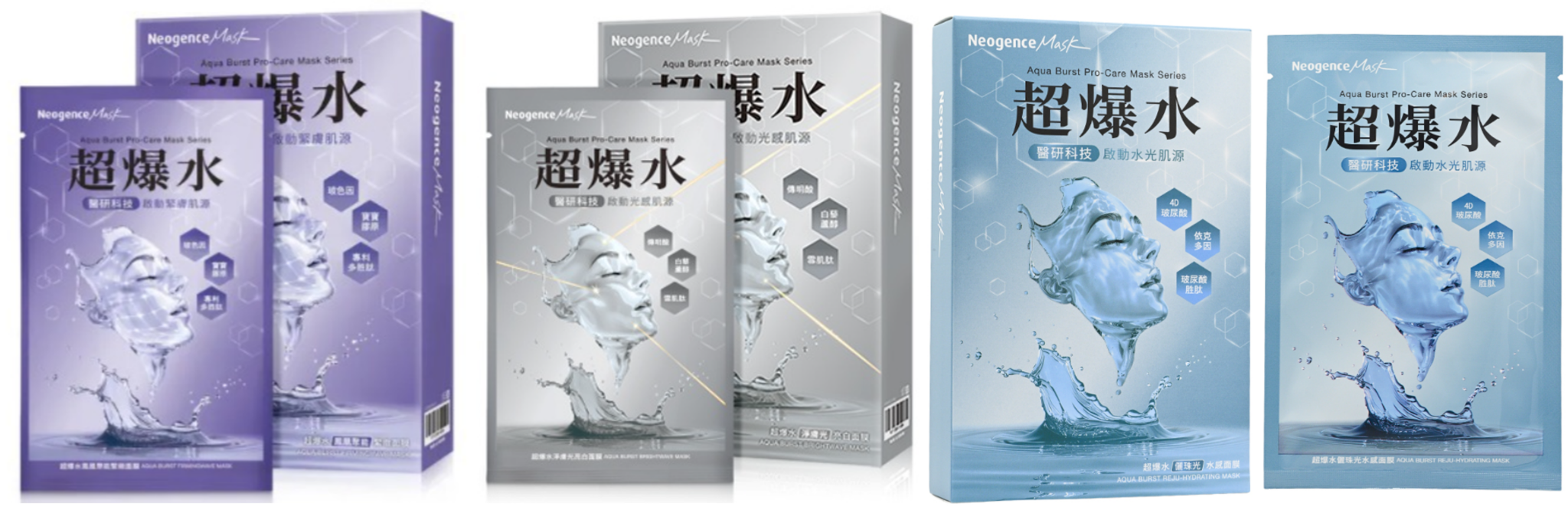 CM022 Neogence 超爆水面膜套裝(鳳凰聚能緊緻5片+淨膚光亮白5片+儷珠光水感5片 各一盒)