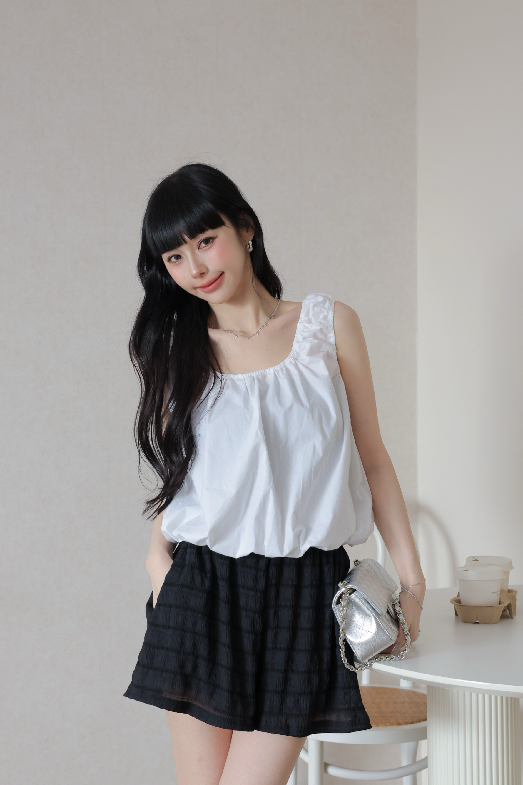 雲朵澎澎感抓褶上衣 HE58